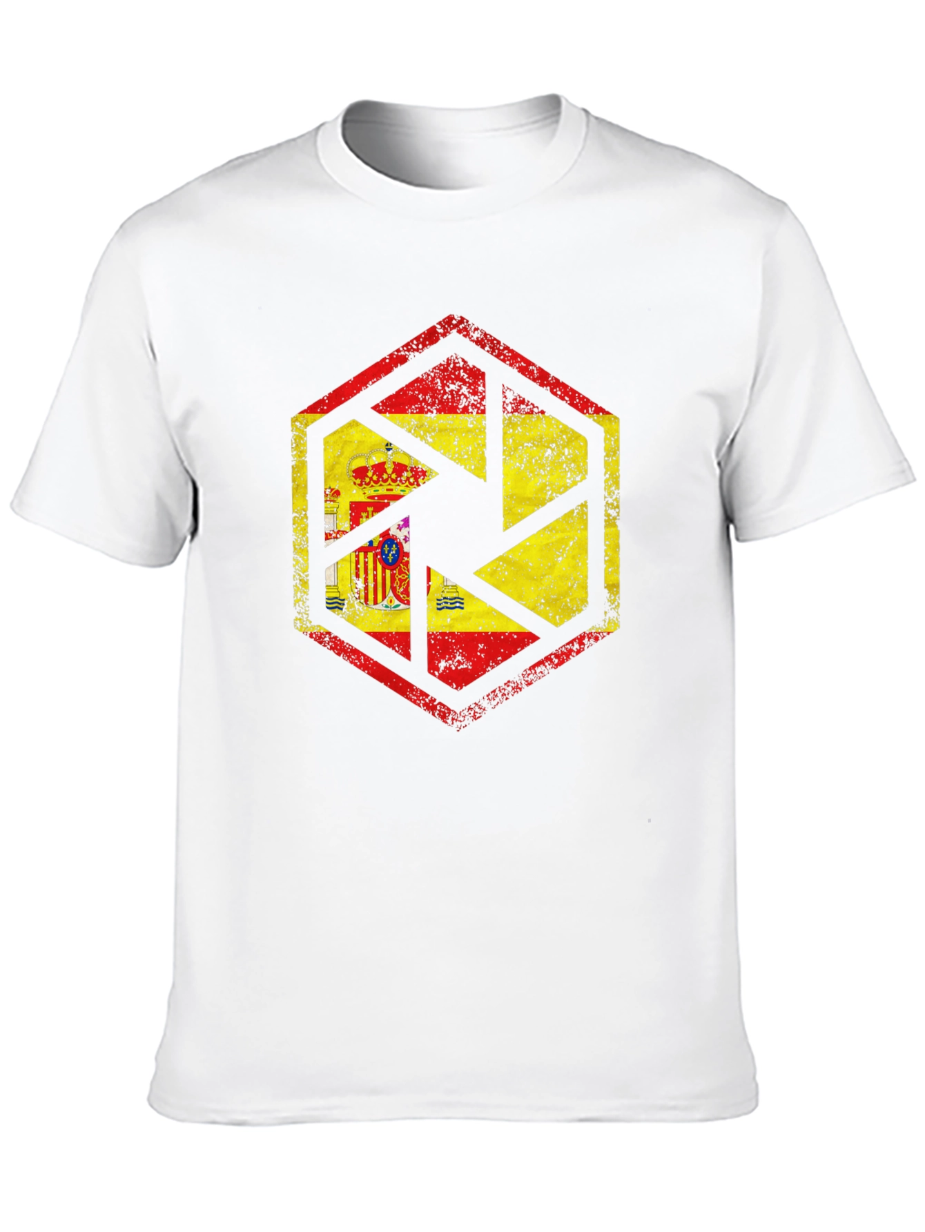 Spain Flag Camera Aperture Mens Black T-Shirt