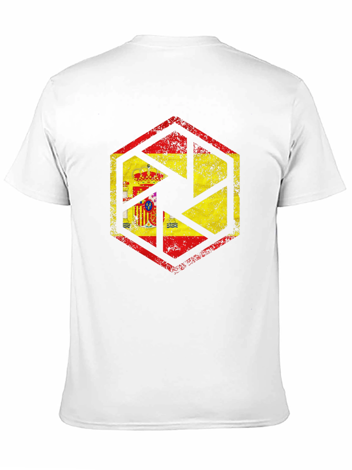 Spain Flag Camera Aperture Mens Black T-Shirt