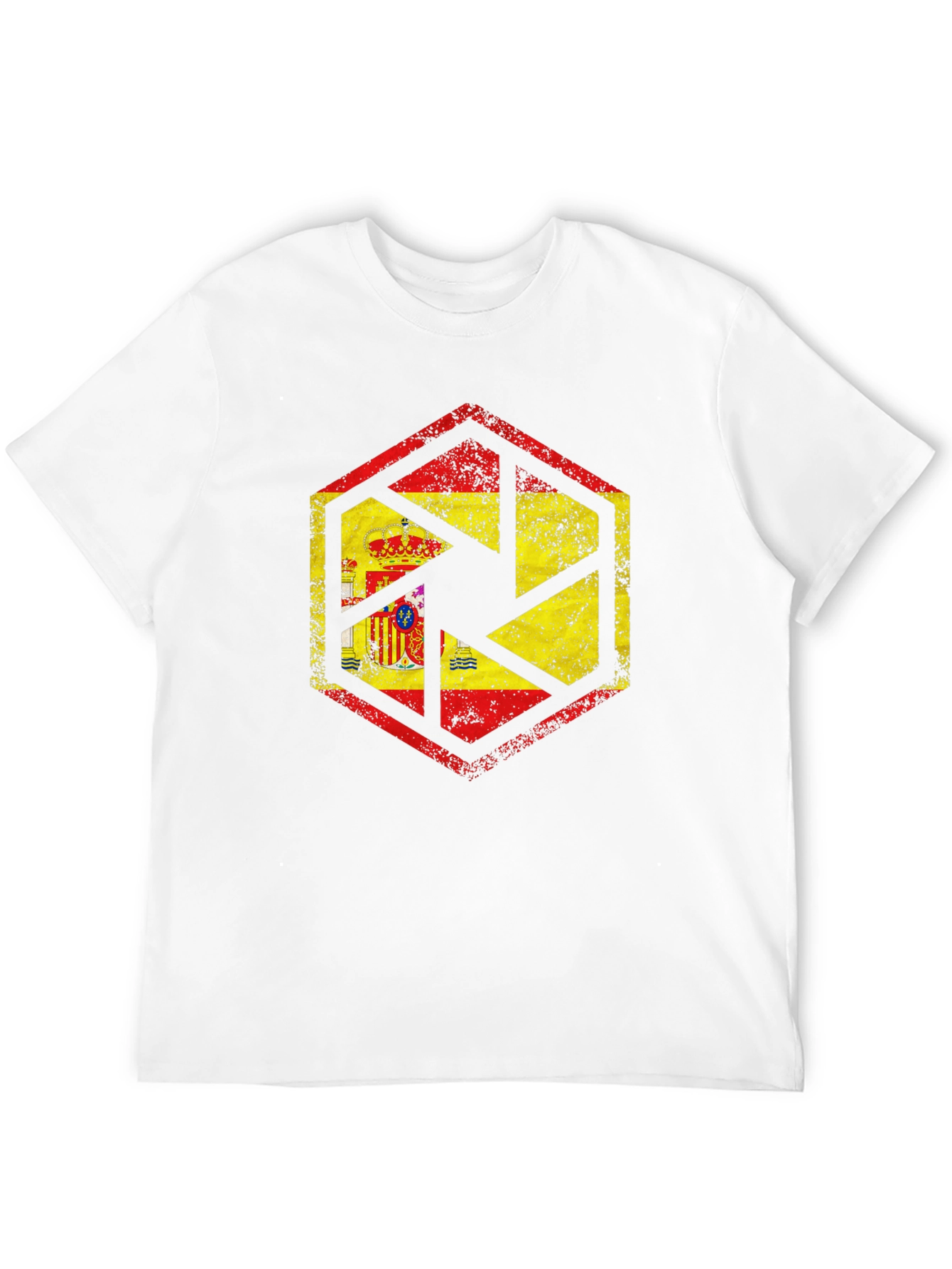 Spain Flag Camera Aperture Mens Black T-Shirt
