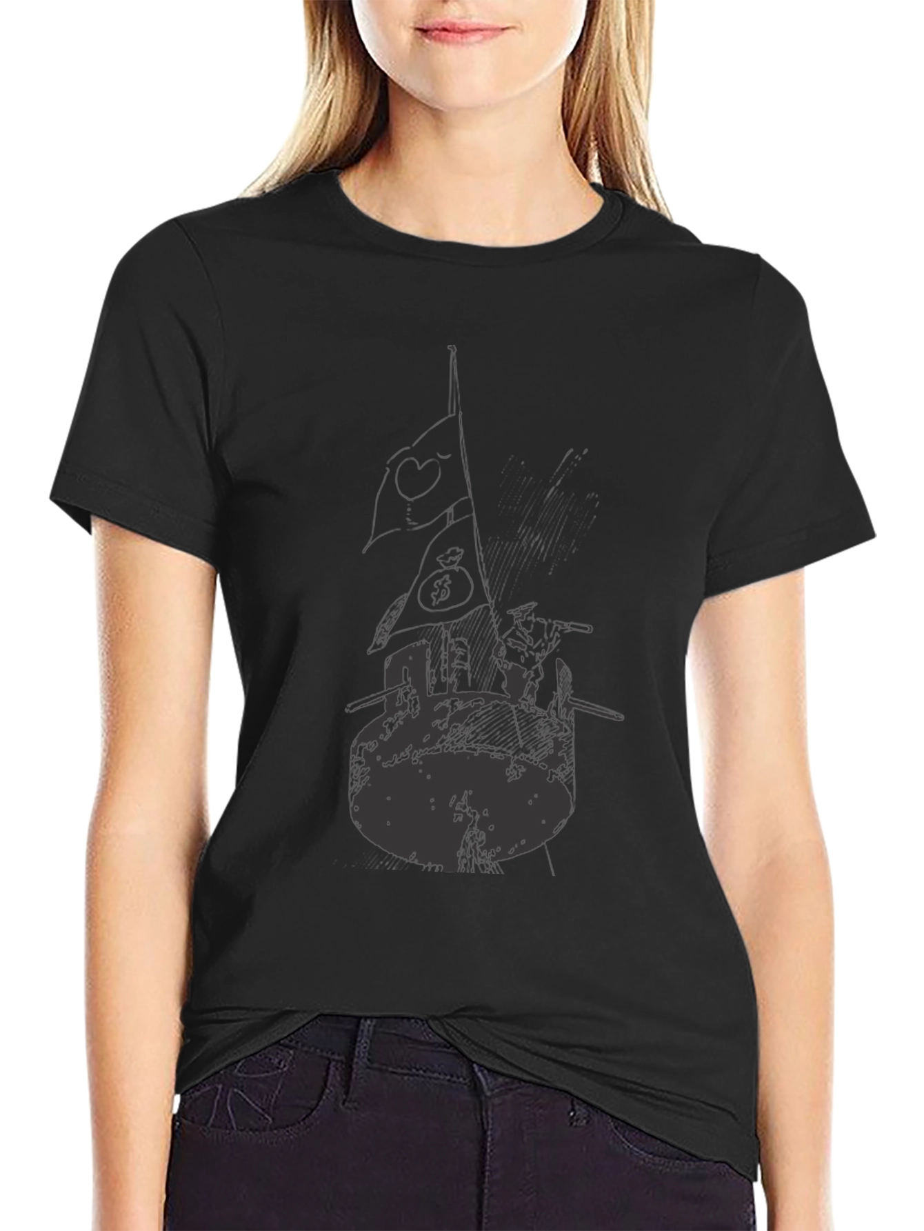 Black Graphic Tee - Unique Artistic Design