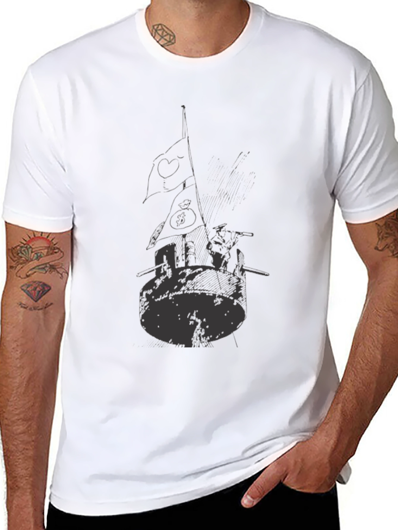 Black Graphic Tee - Unique Artistic Design