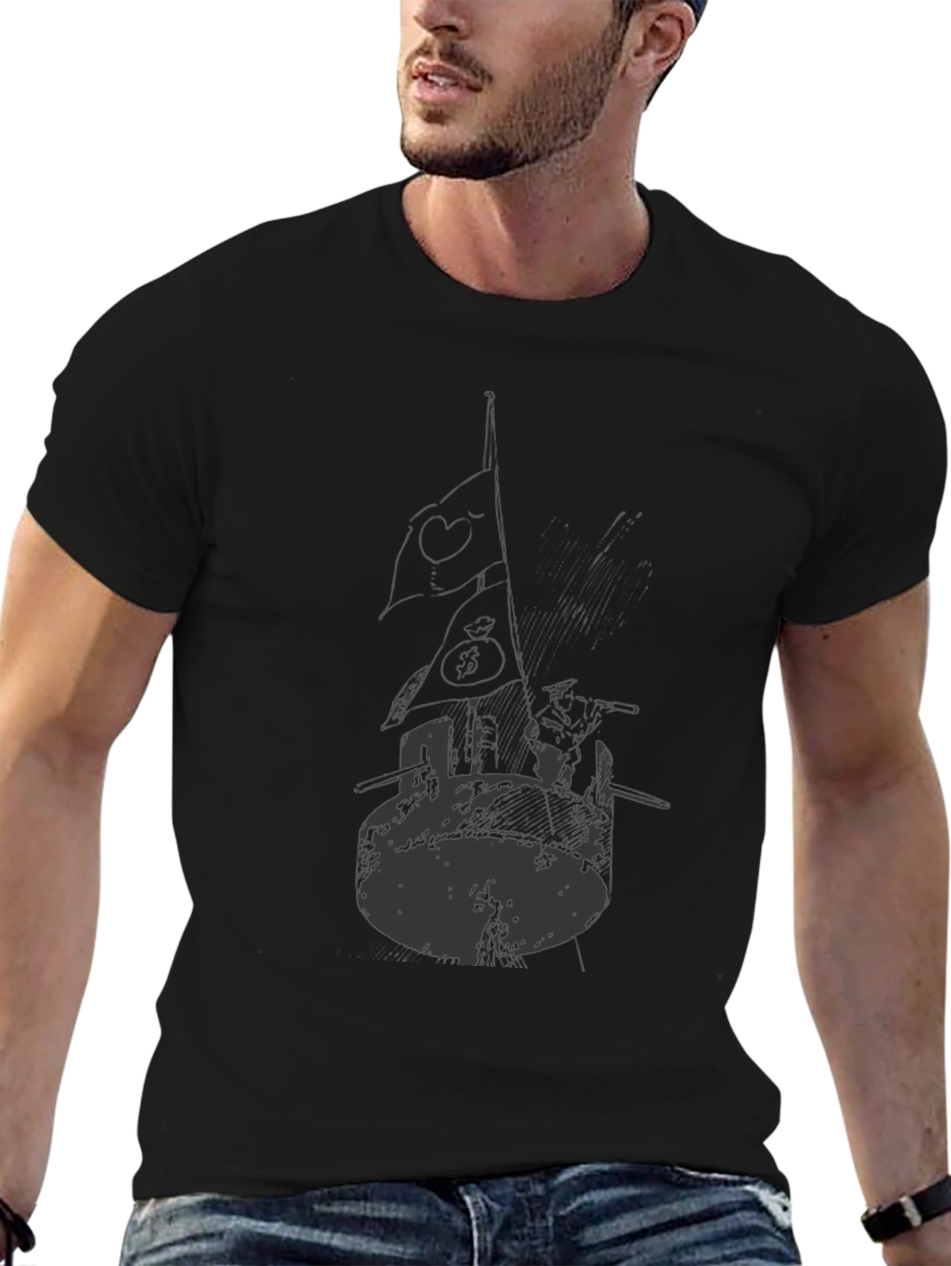 Black Graphic Tee - Unique Artistic Design