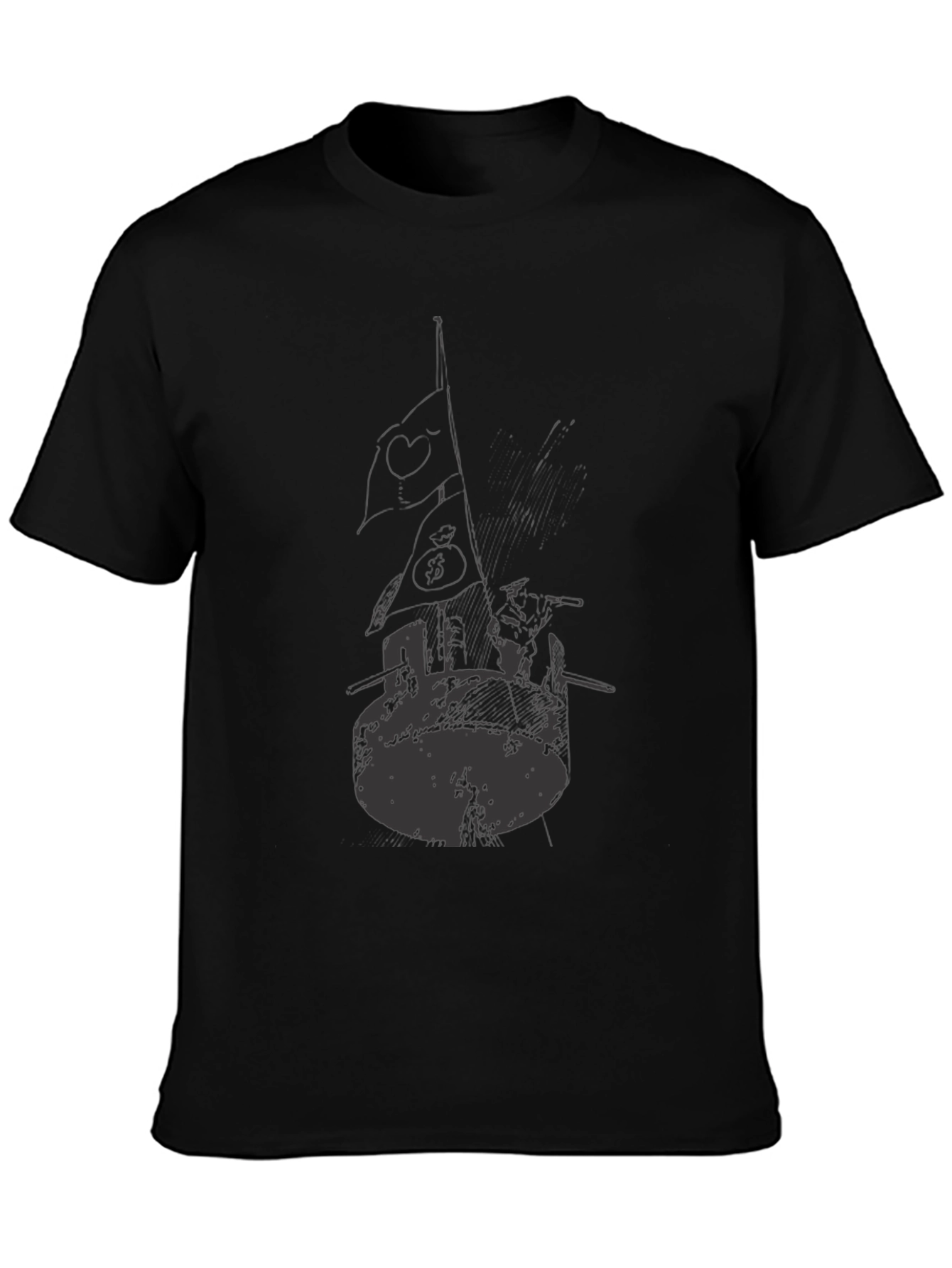 Black Graphic Tee - Unique Artistic Design