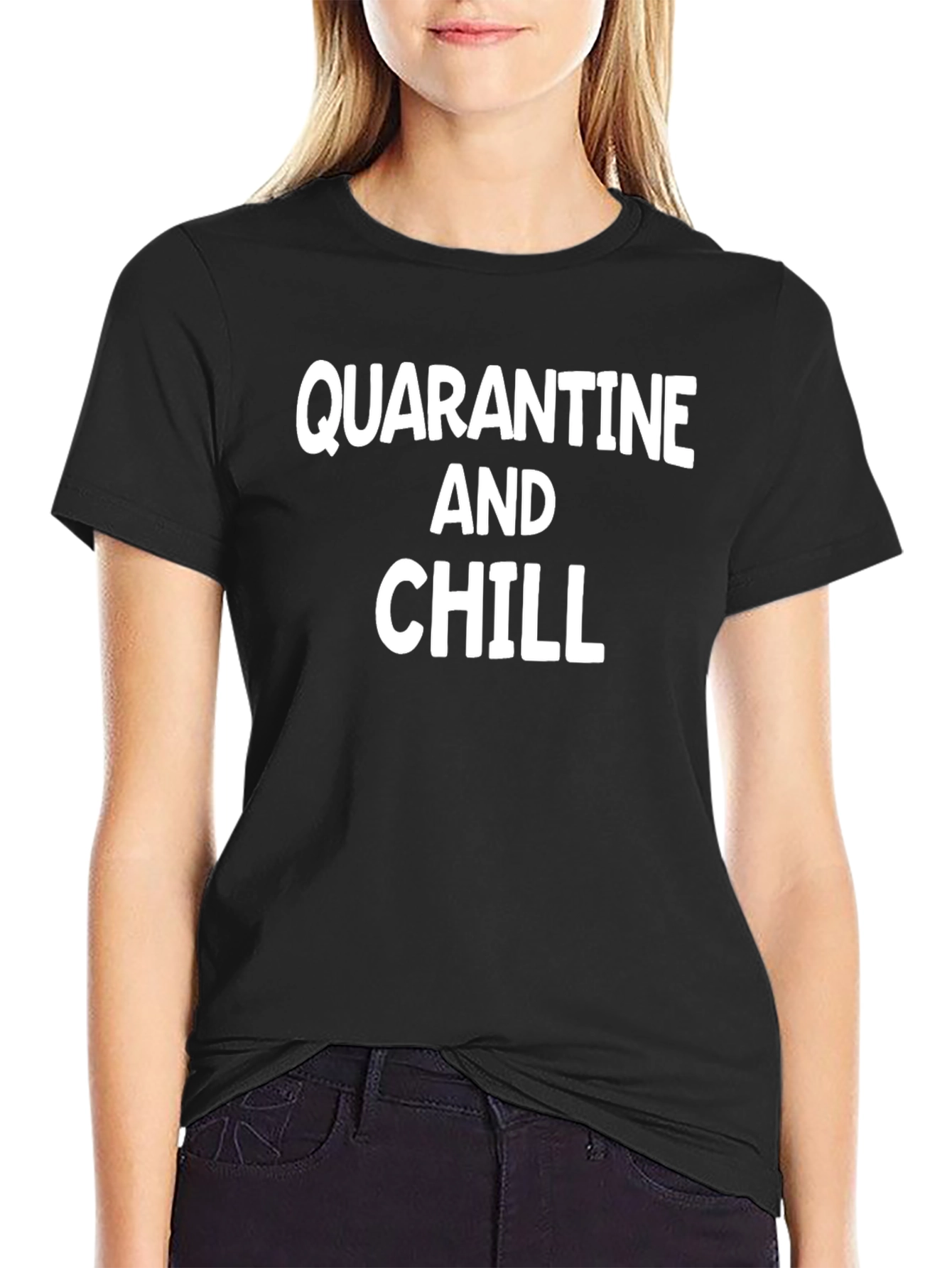 Quarantine and Chill Black Graphic Tee