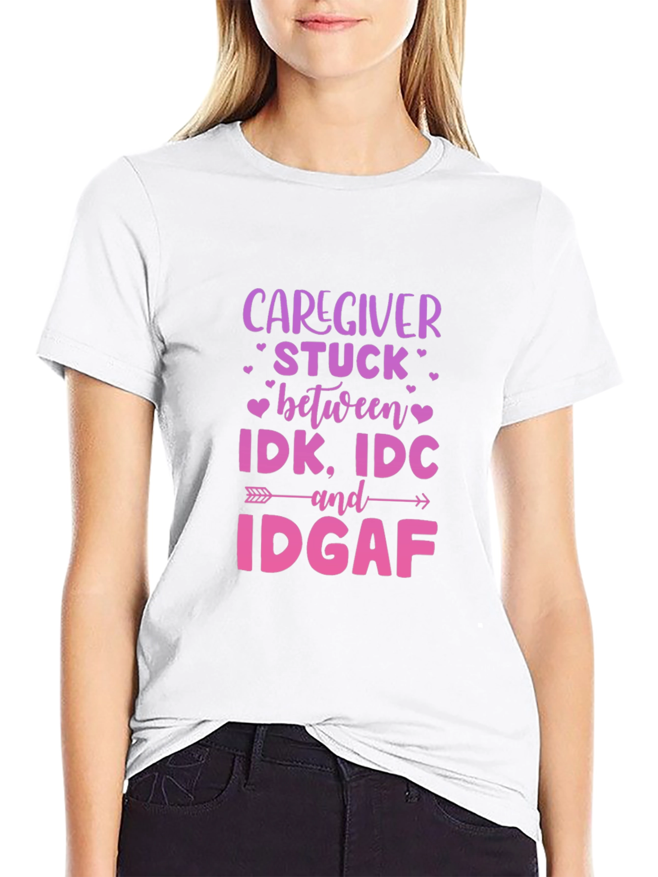 Caregiver IDK IDC IDGAF Black Tee
