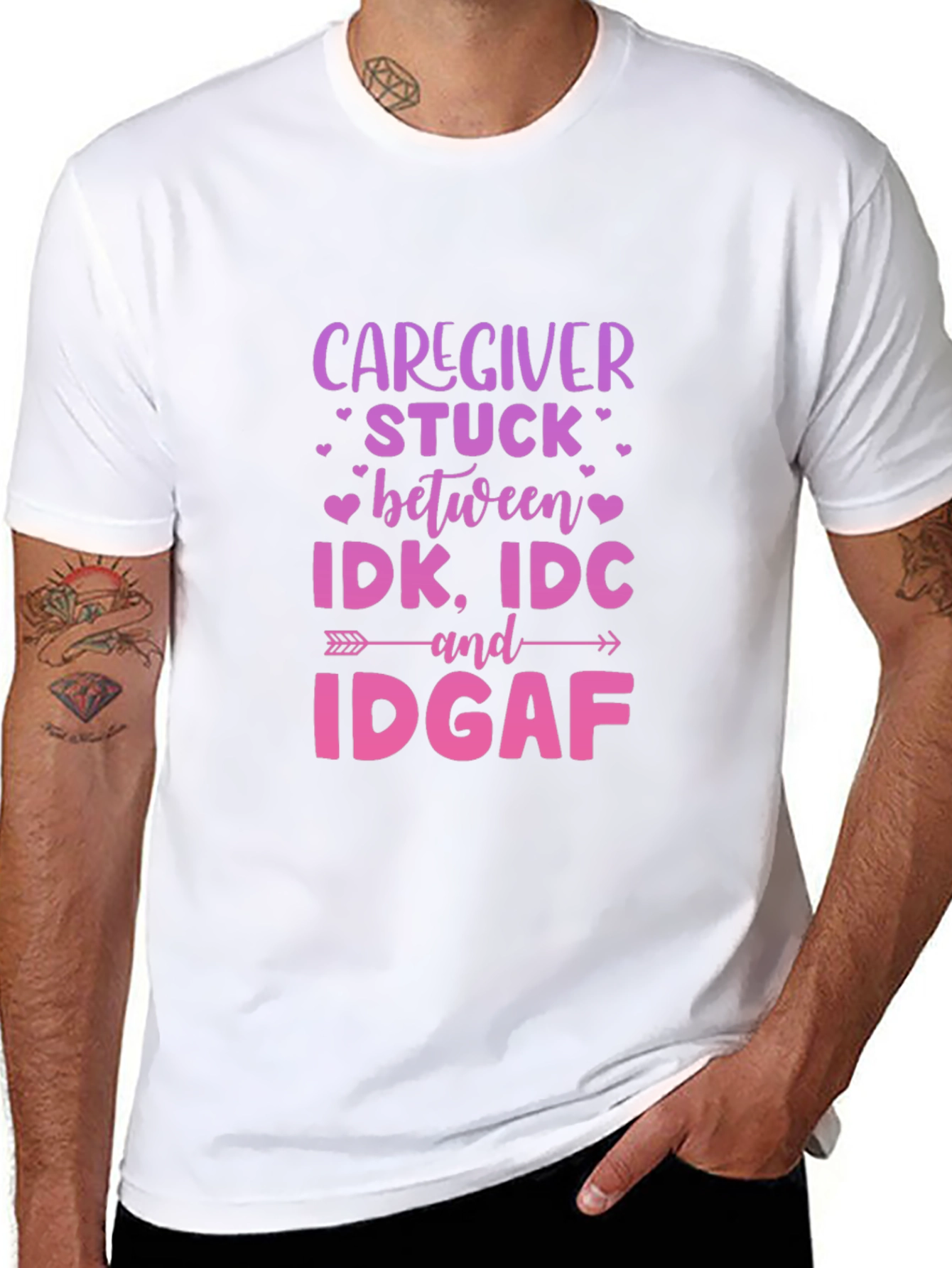 Caregiver IDK IDC IDGAF Black Tee
