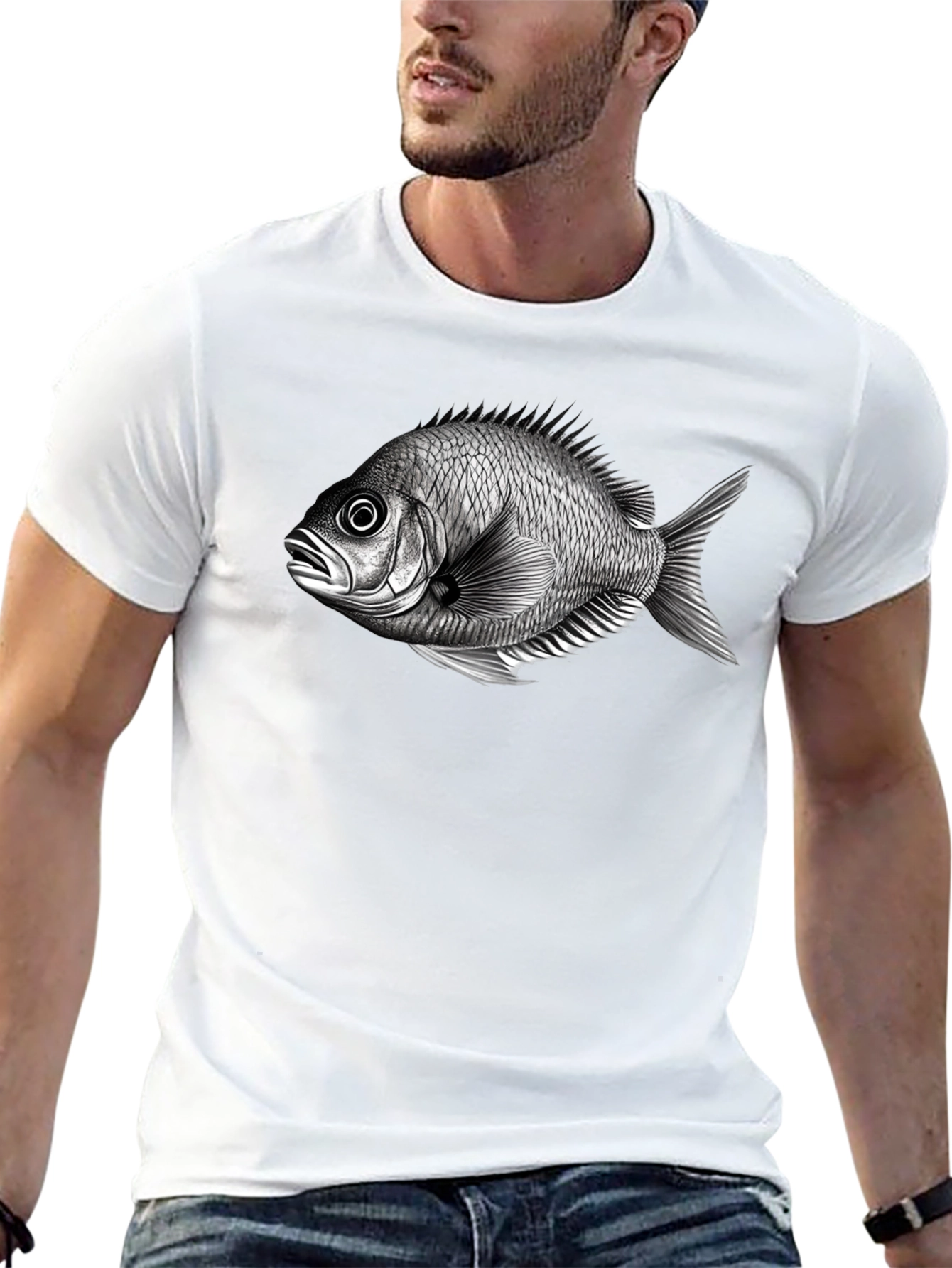 Black Fish Graphic Tee - Unique Print T-Shirt