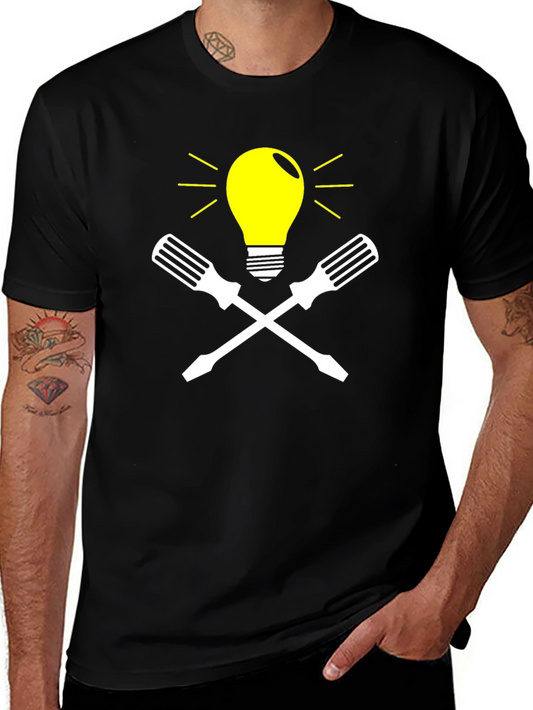 Electricians Idea T-Shirt - Lightbulb & Screwdrivers