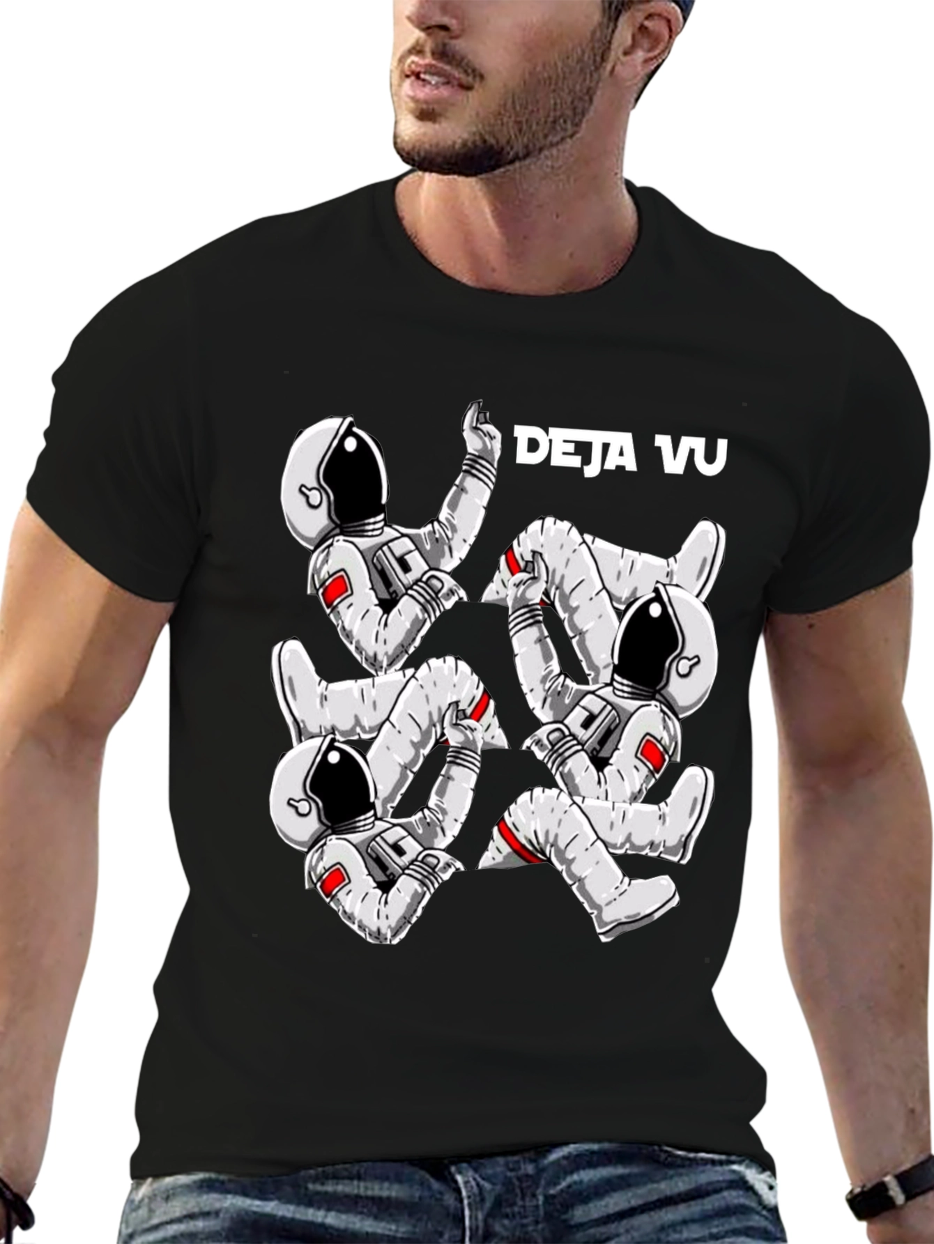 Deja Vu Astronauts Graphic T-Shirt - Trendy Space Design
