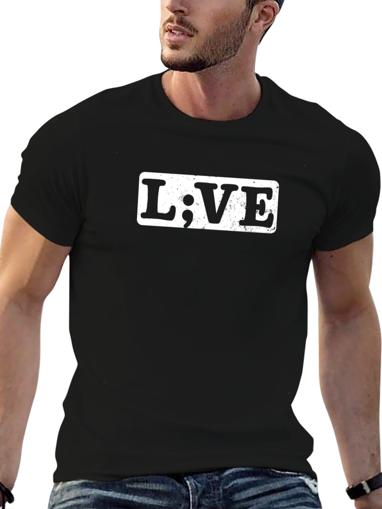 Semicolon T-Shirt: Live On Graphic Tee