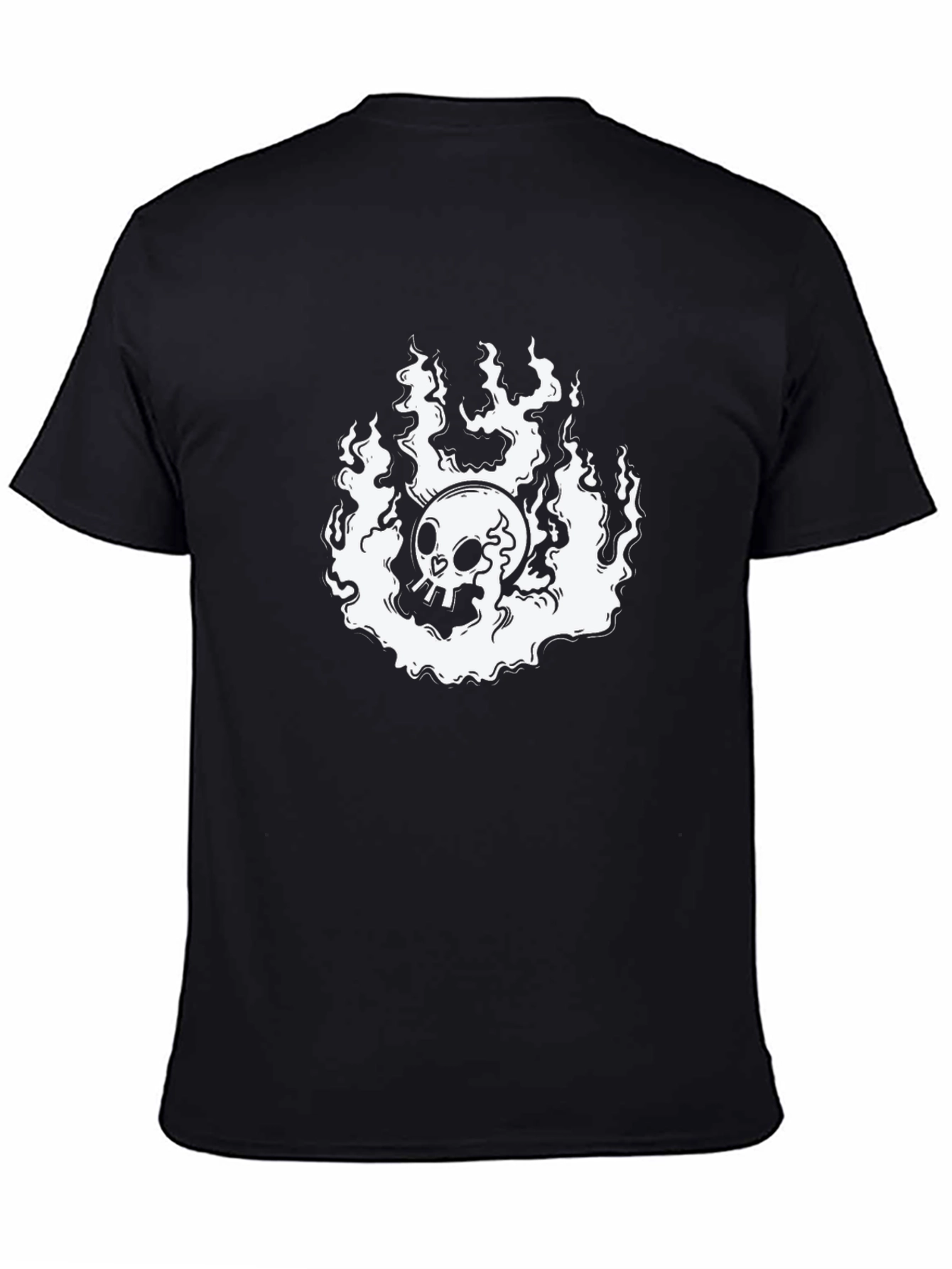 Skull in Flames Black Graphic Tee
