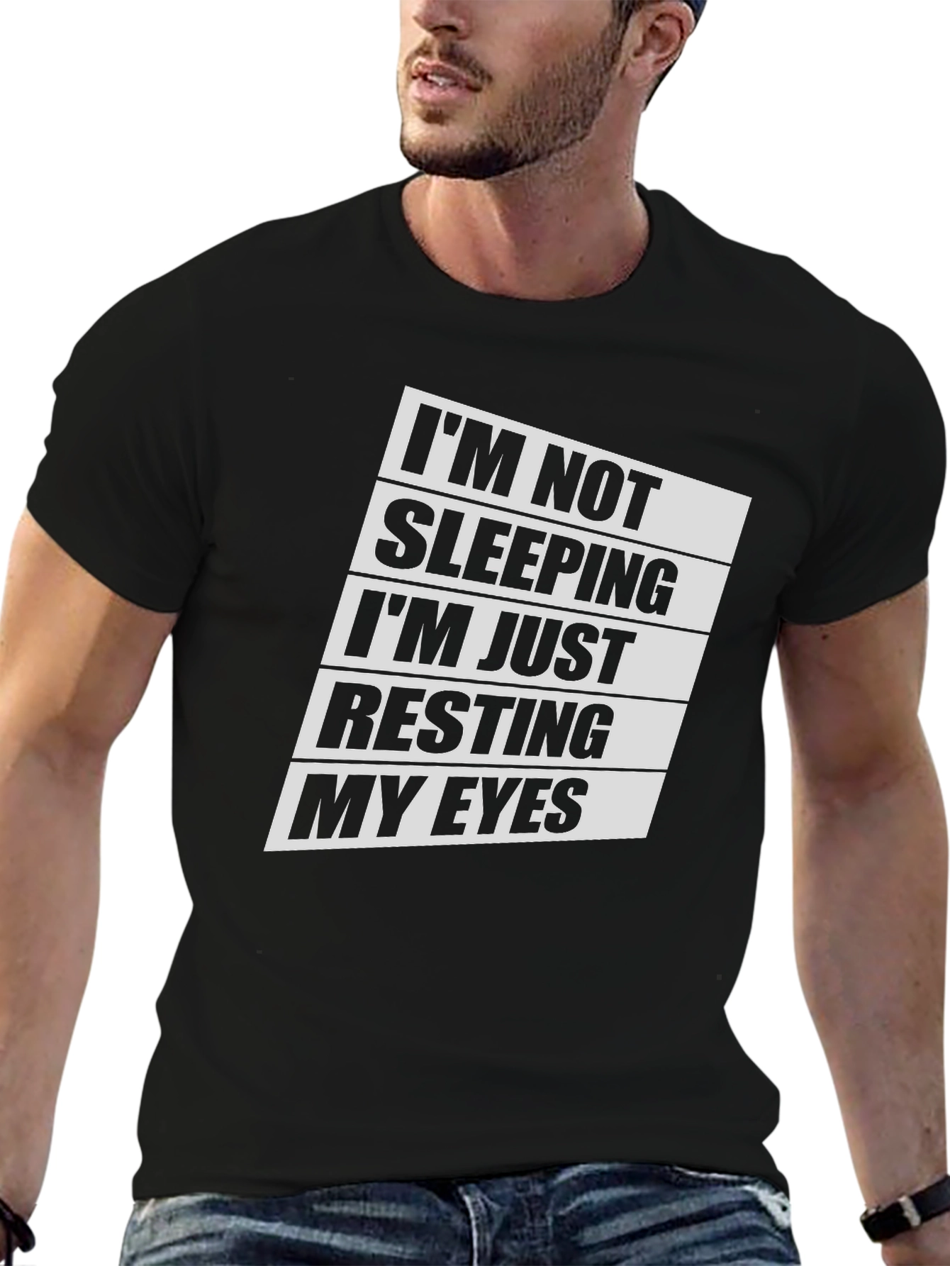 Funny Resting My Eyes Mens Black T-Shirt