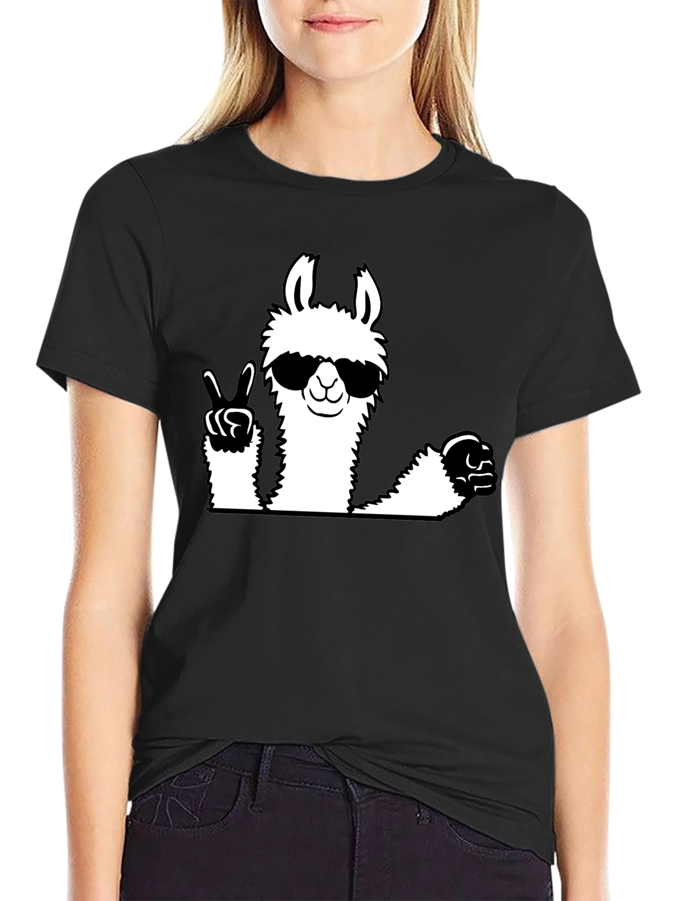 Cool Llama Graphic Tee - Peace & Style!
