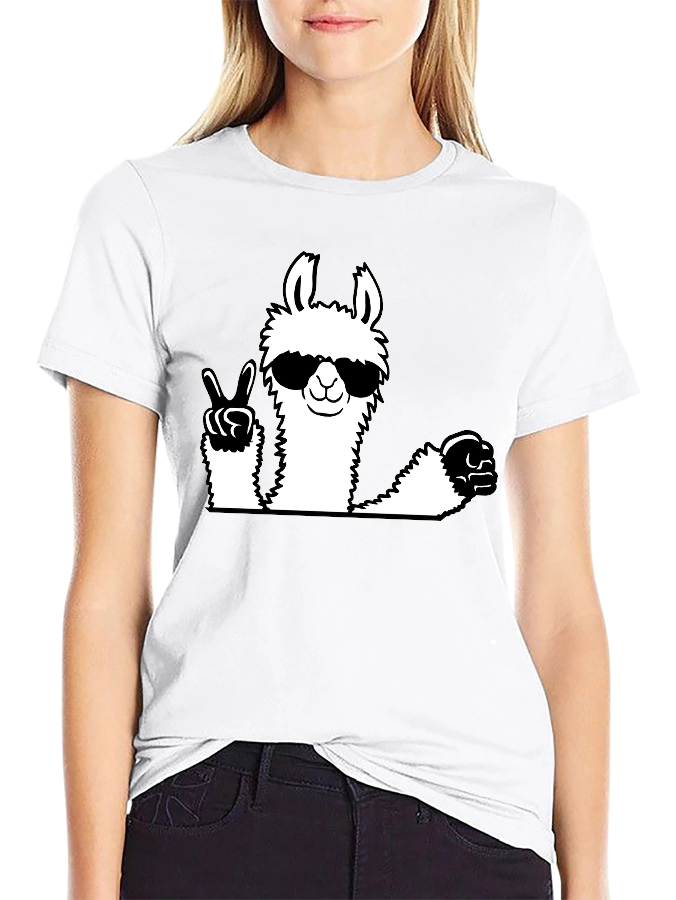 Cool Llama Graphic Tee - Peace & Style!
