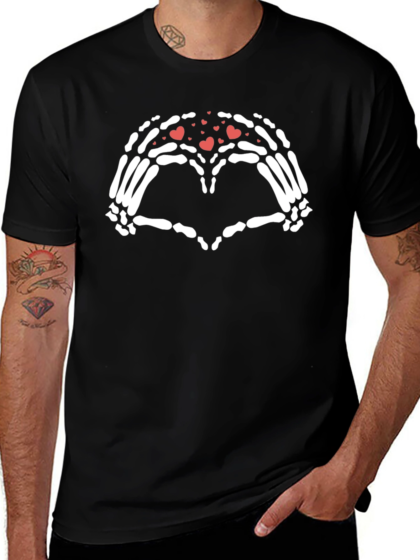 Skeleton Hands Heart T-Shirt - Gothic Valentines Day Tee
