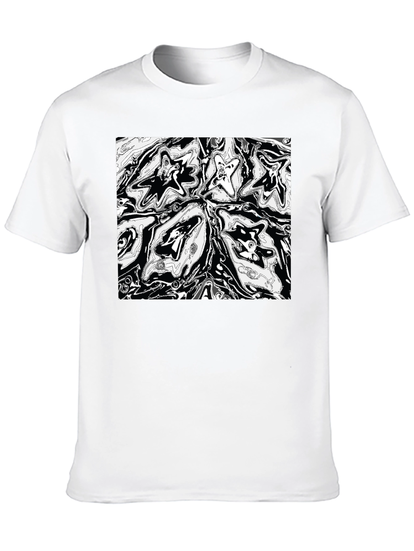 Abstract Starburst Graphic Print Black T-Shirt