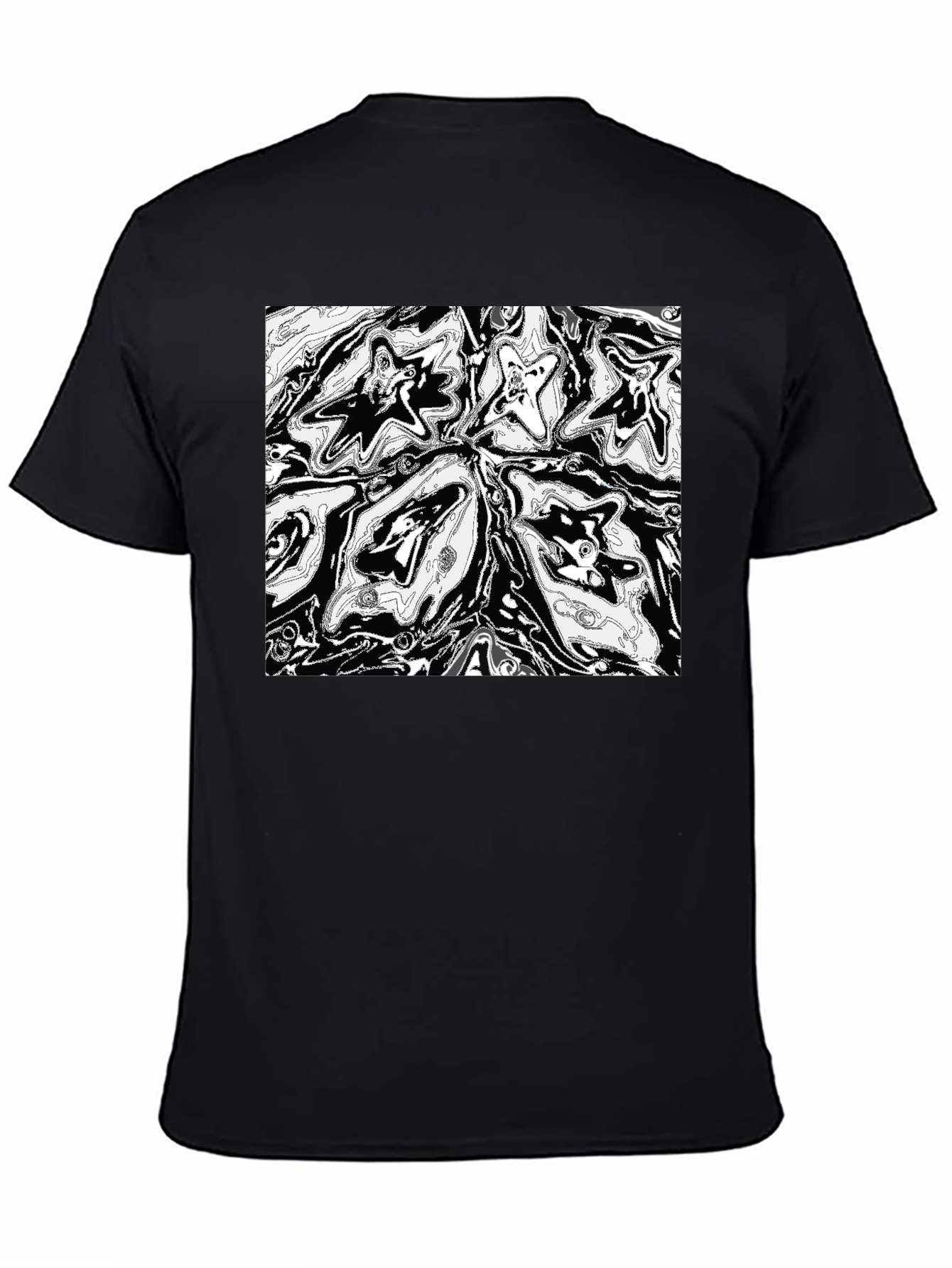 Abstract Starburst Graphic Print Black T-Shirt
