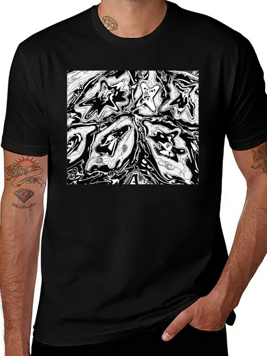 Abstract Starburst Graphic Print Black T-Shirt