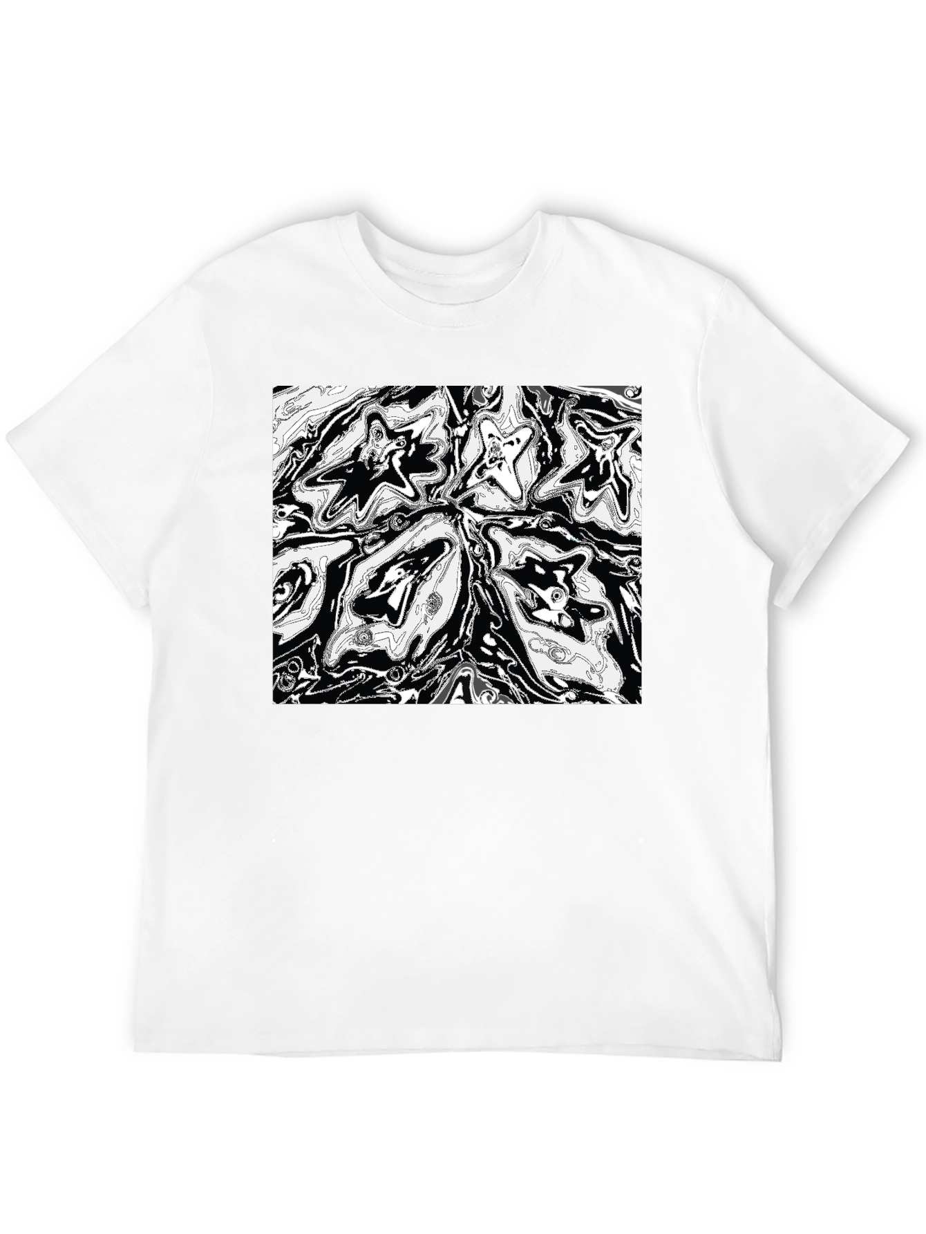 Abstract Starburst Graphic Print Black T-Shirt