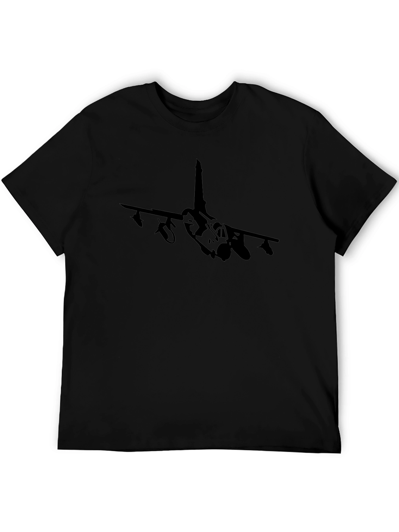 Jet Fighter Graphic Tee - Black Stylish Mens Fit