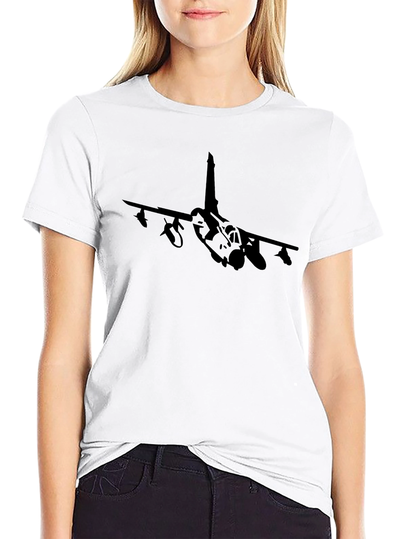 Jet Fighter Graphic Tee - Black Stylish Mens Fit