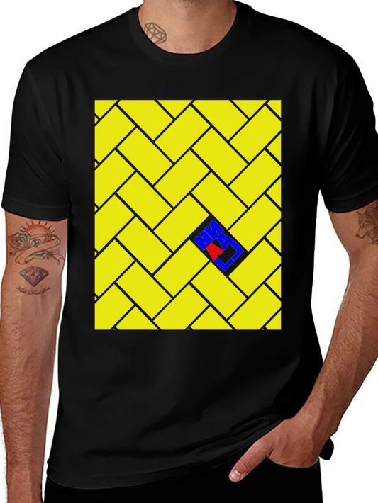 Herringbone Patterned T-Shirt with Color Accent