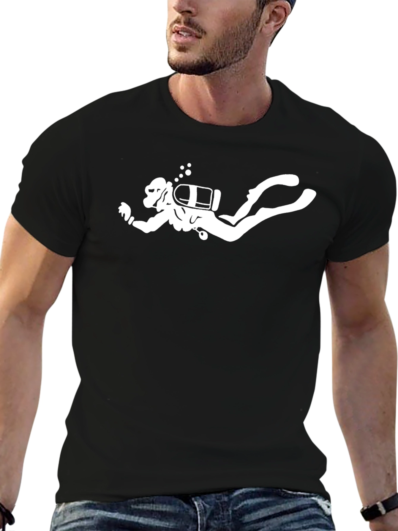 Diver Graphic T-Shirt - Black Cotton Tee