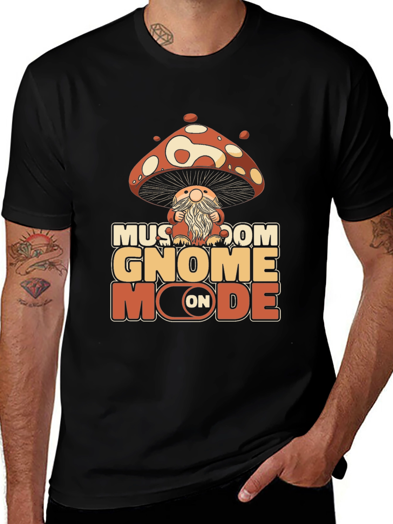 Mushroom Gnome Mode On T-Shirt - Whimsical Graphic Tee