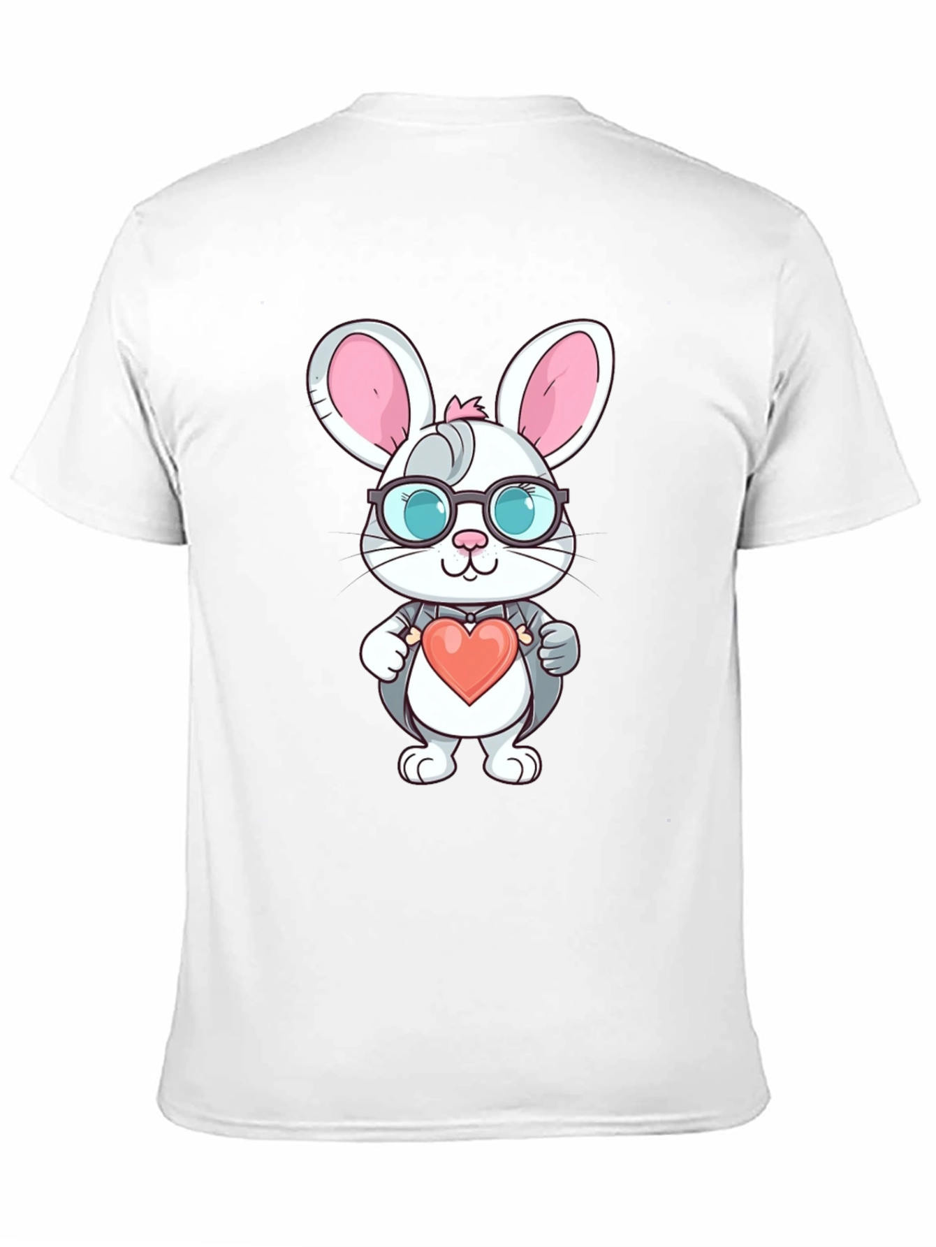 Cute Bunny Heart Valentines Black T-Shirt