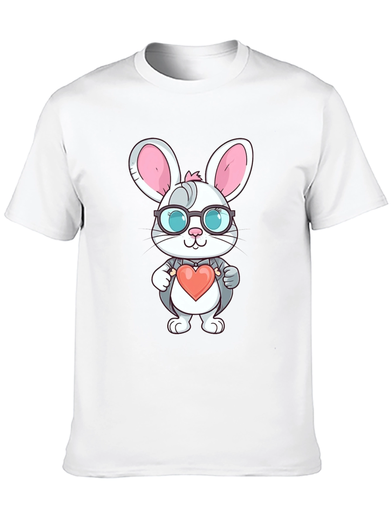Cute Bunny Heart Valentines Black T-Shirt