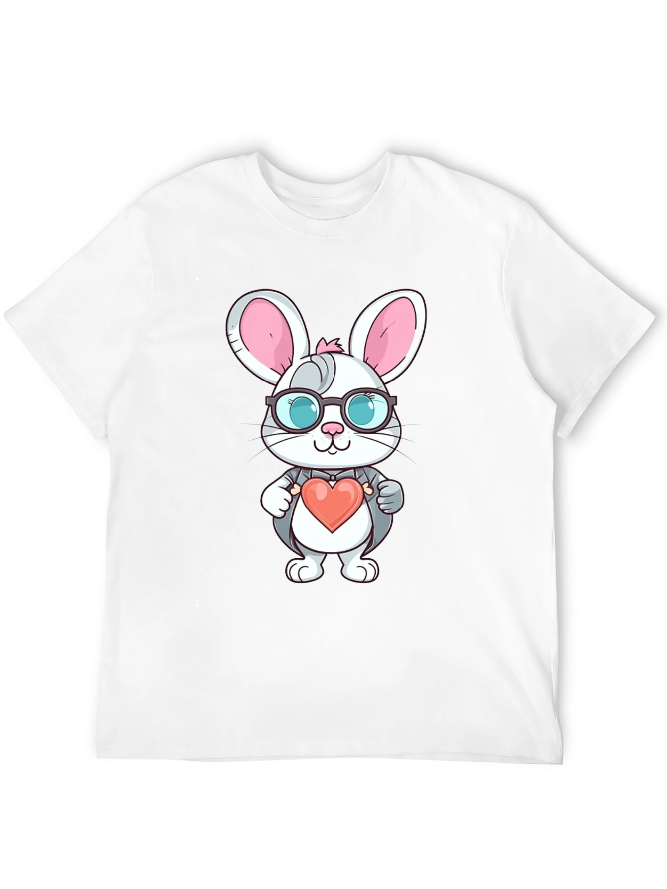 Cute Bunny Heart Valentines Black T-Shirt