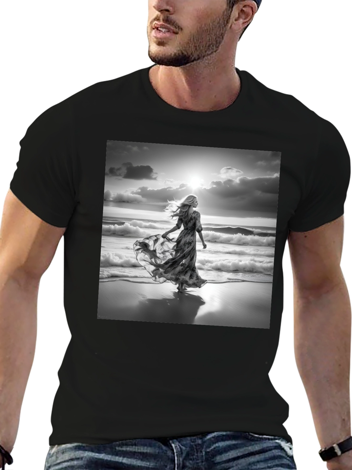 Beach Dreams Tee - Stylish Black Cotton Comfort