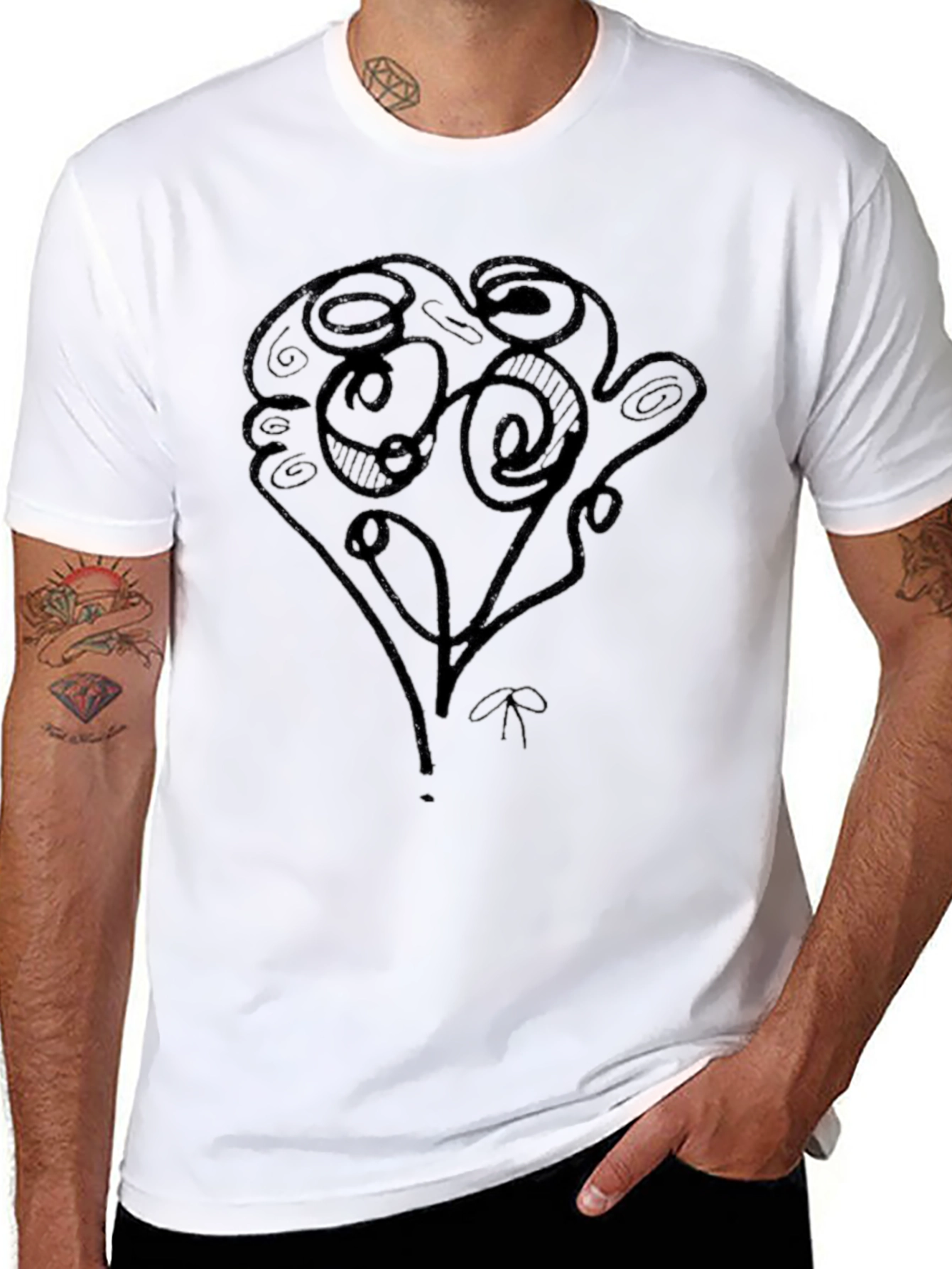 Abstract Scribble Art Black T-Shirt