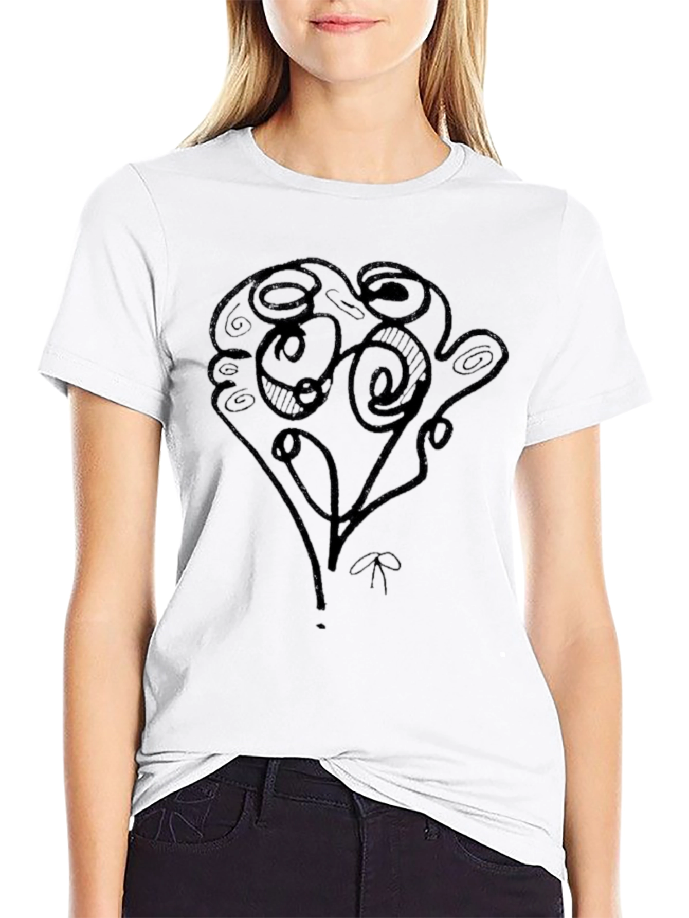 Abstract Scribble Art Black T-Shirt