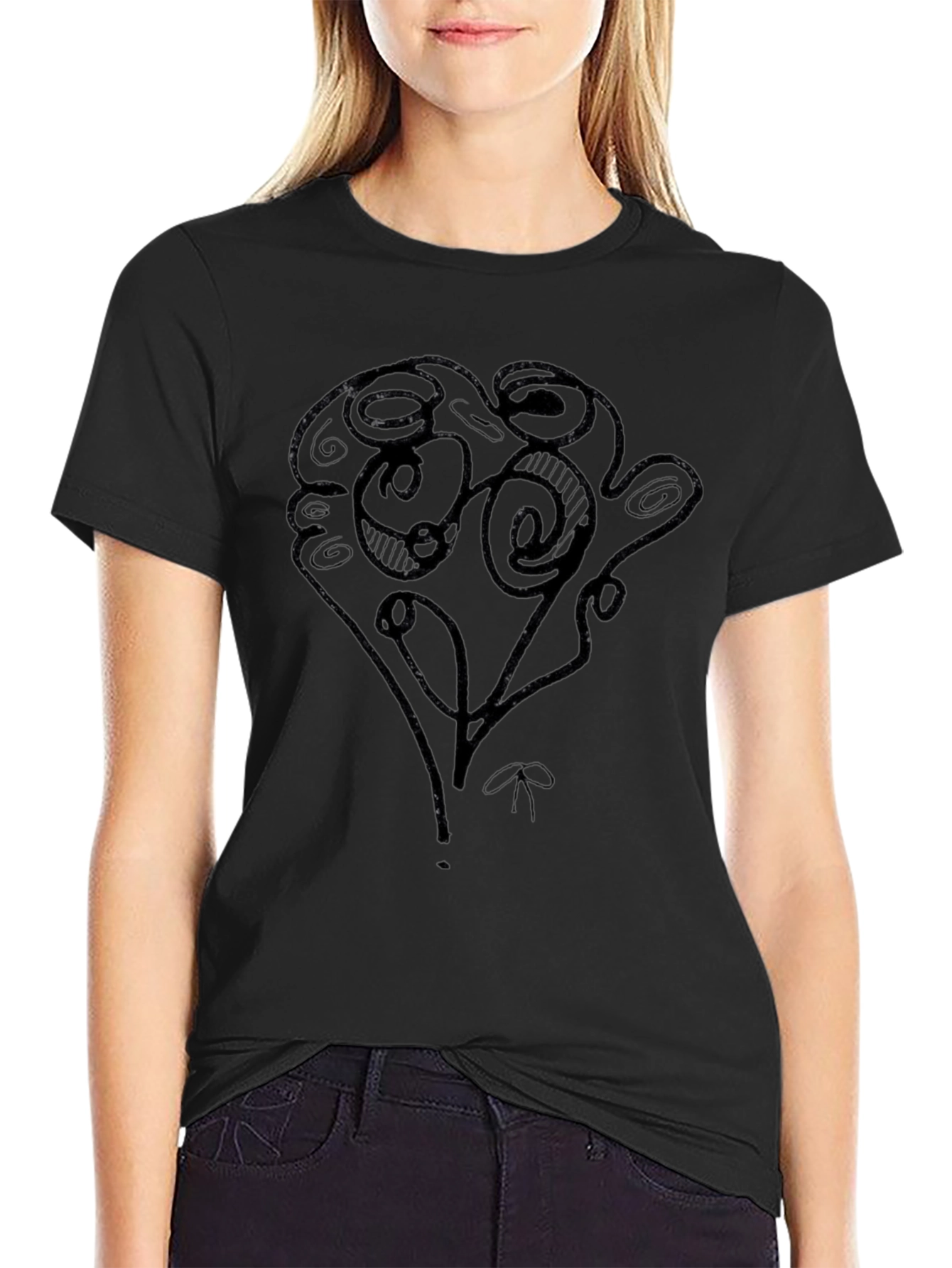 Abstract Scribble Art Black T-Shirt