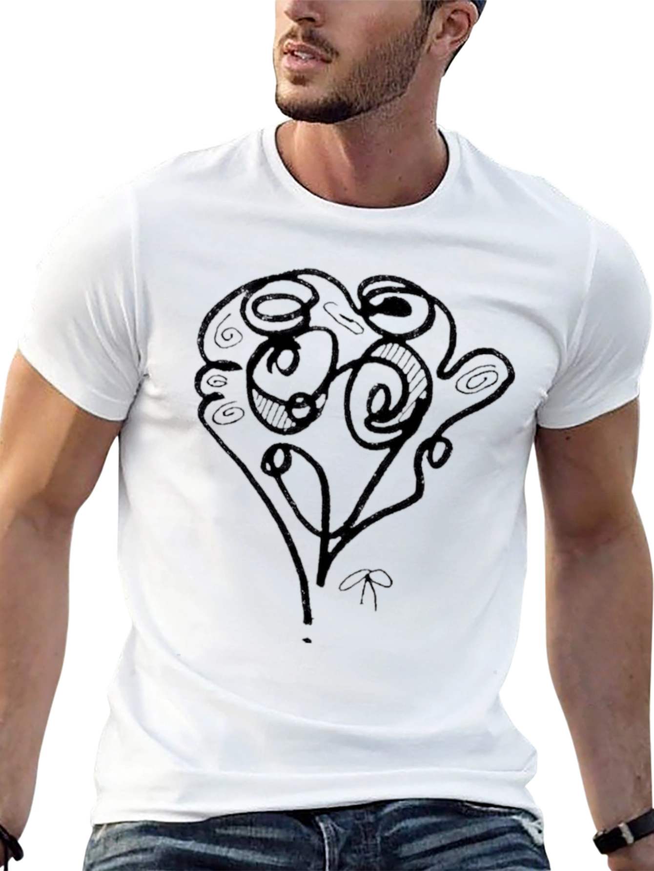 Abstract Scribble Art Black T-Shirt