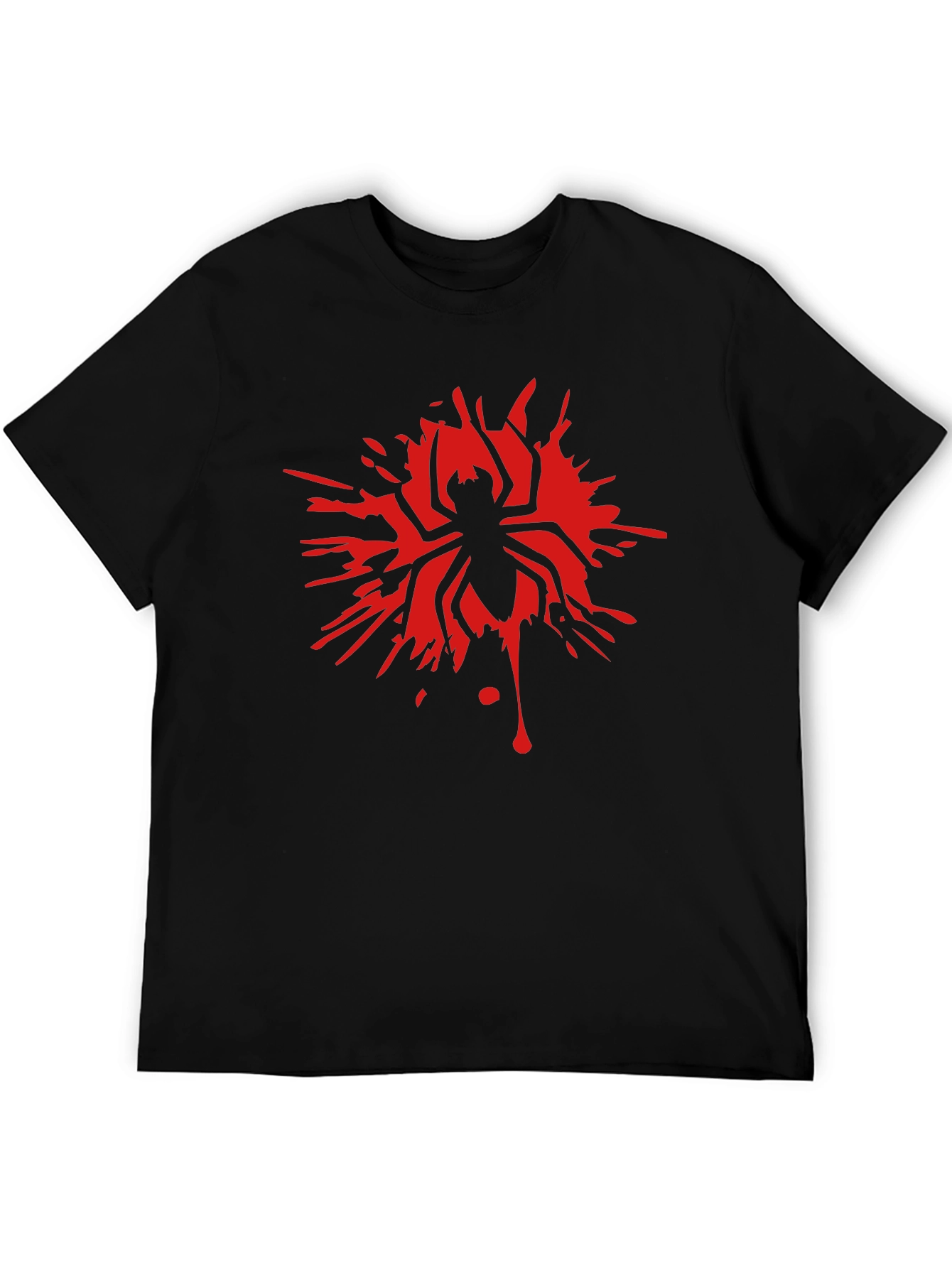 Red Spider Splash Graphic Black T-Shirt