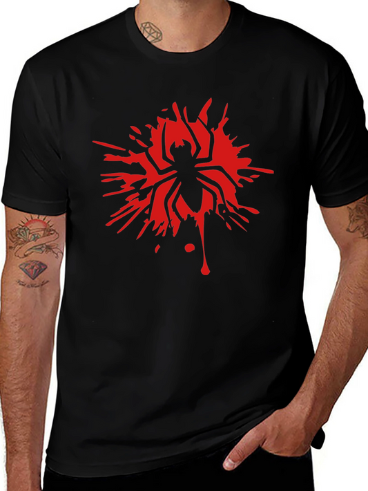 Red Spider Splash Graphic Black T-Shirt