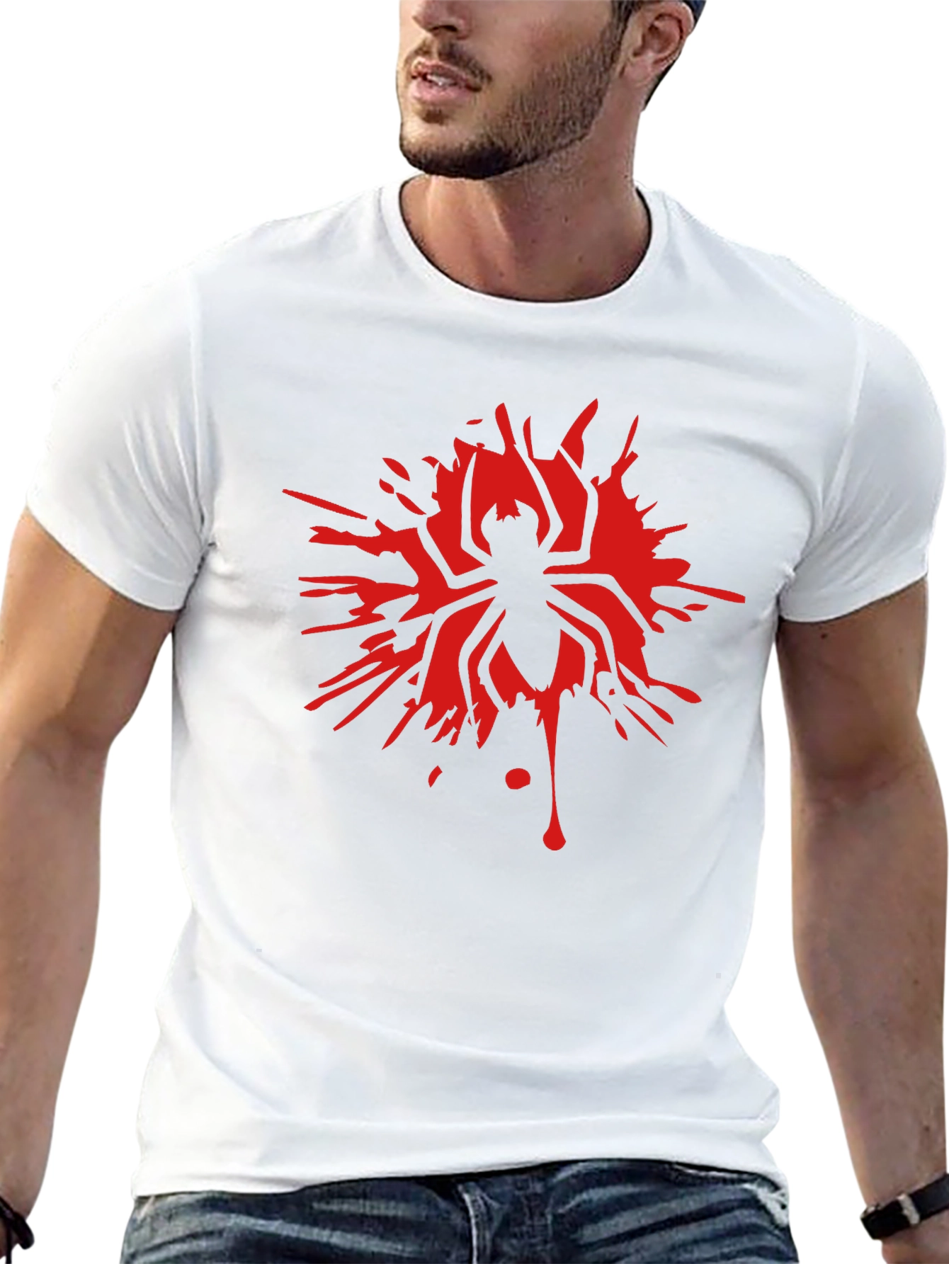 Red Spider Splash Graphic Black T-Shirt