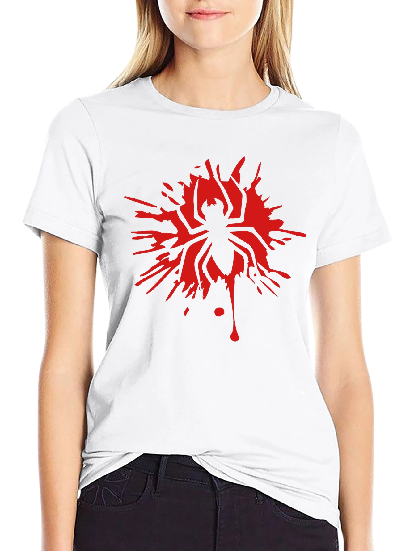 Red Spider Splash Graphic Black T-Shirt