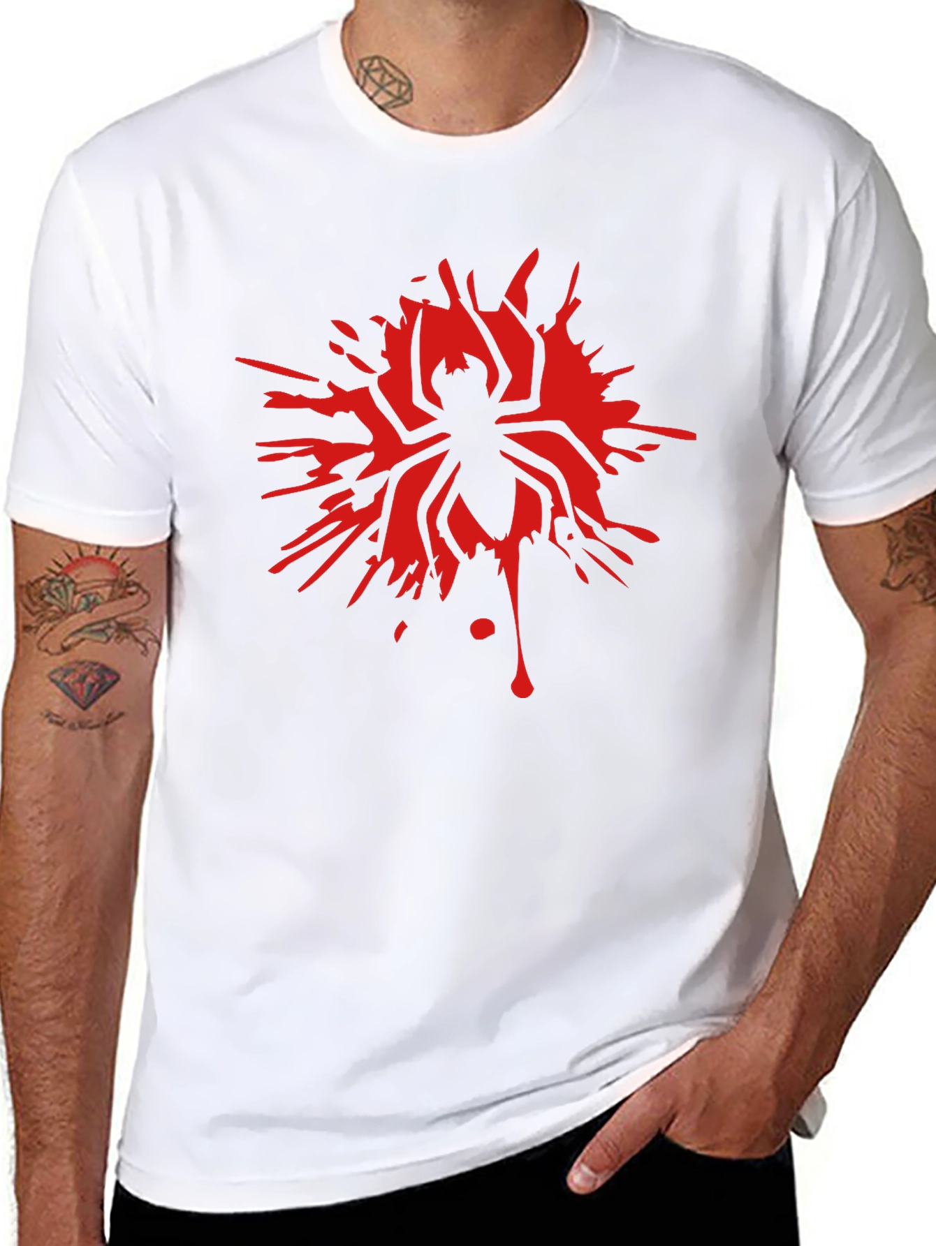 Red Spider Splash Graphic Black T-Shirt