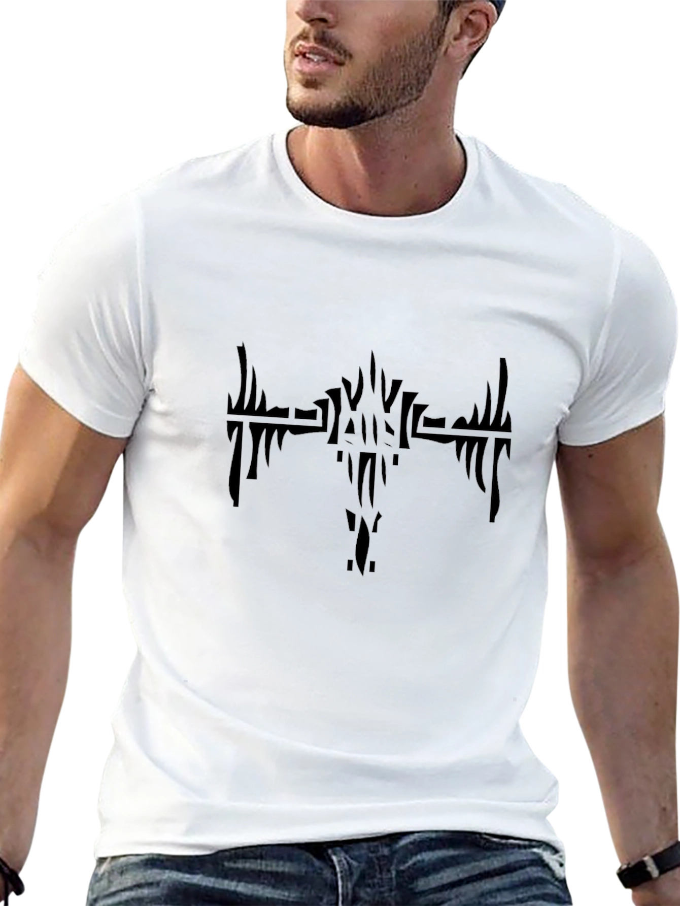 Mens Black Graphic Tee - Abstract Design