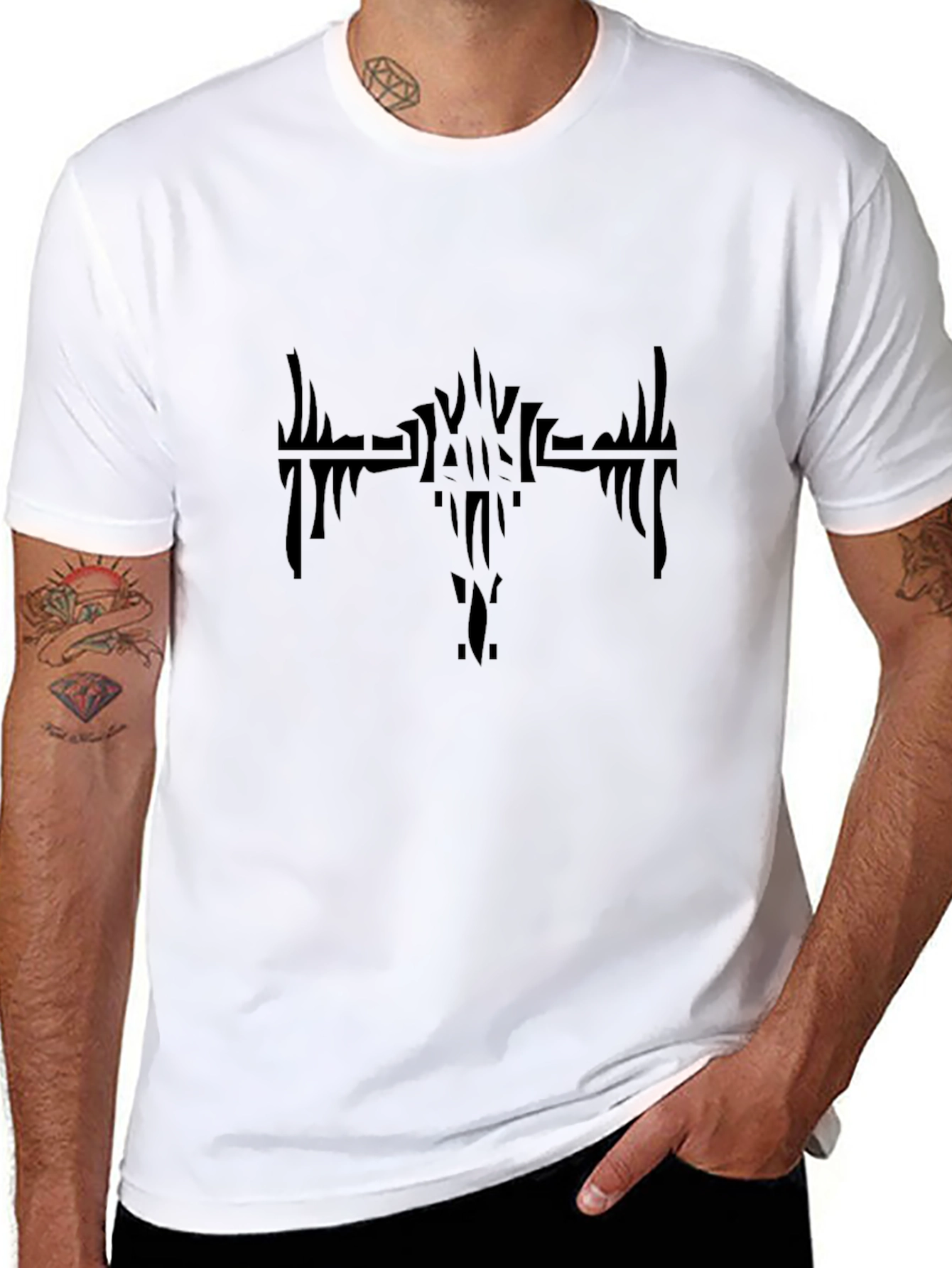 Mens Black Graphic Tee - Abstract Design