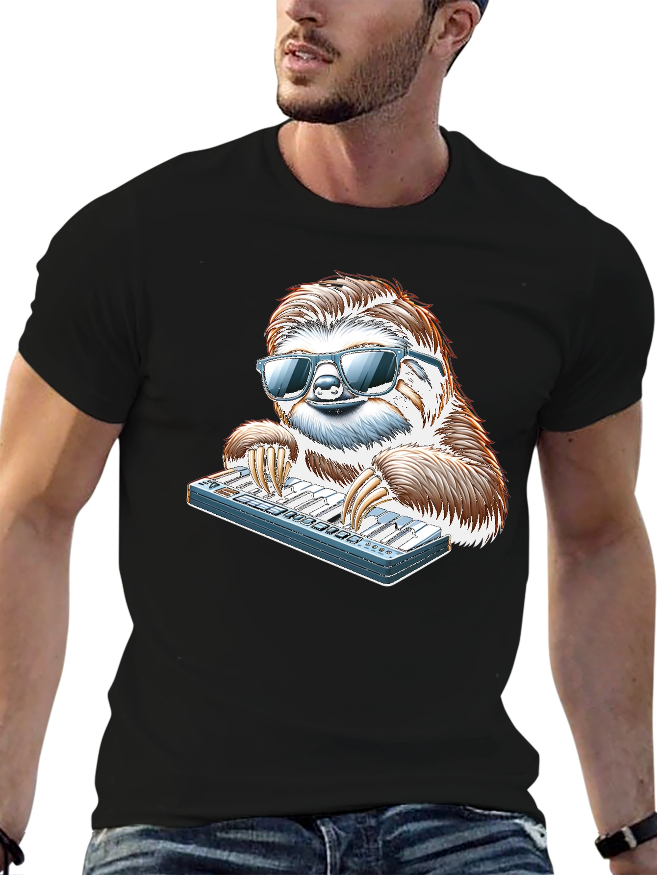 Cool Sloth Keyboardist Graphic Tee
