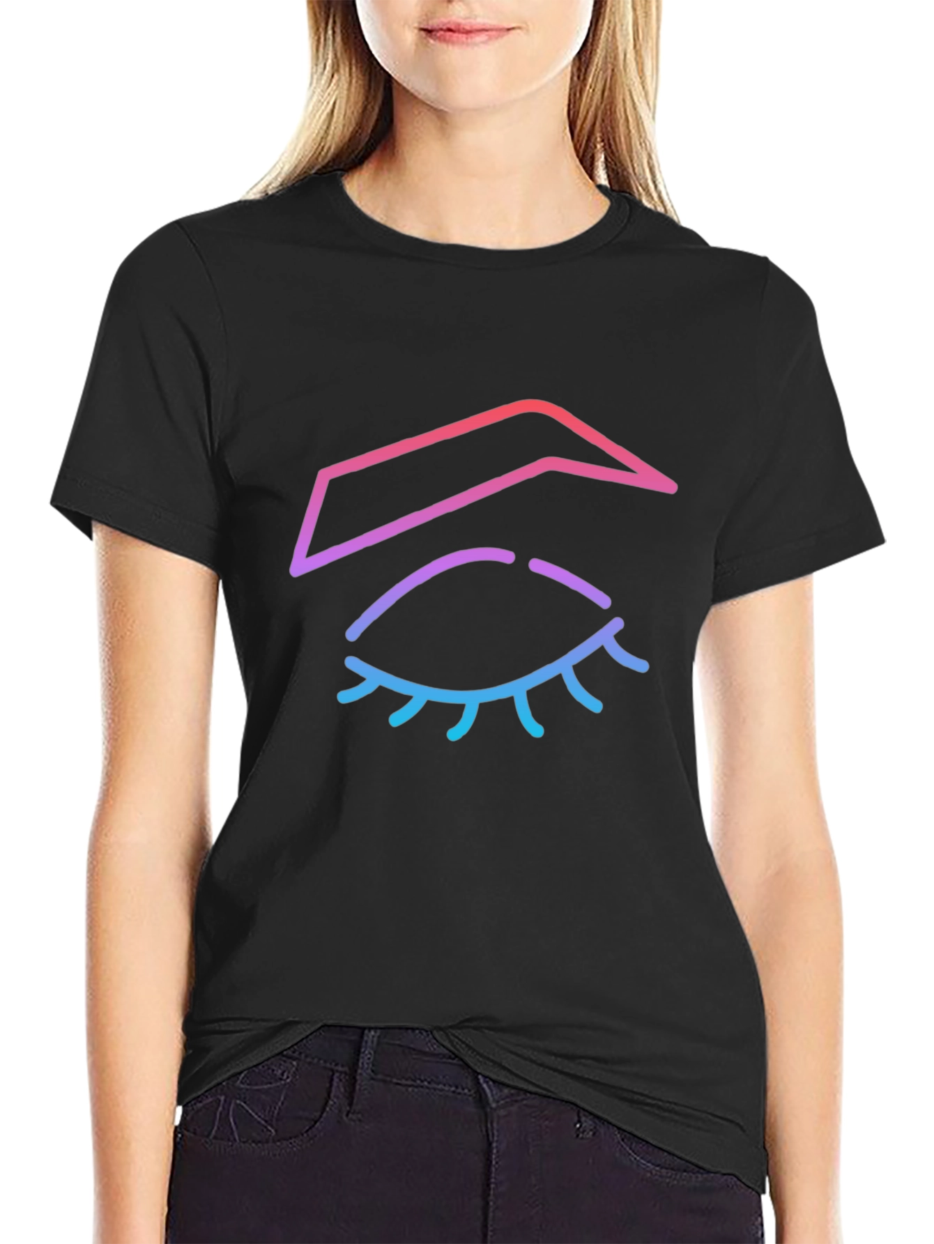 Eye-Catching Eyebrow Graphic Tee - Stylish Black T-Shirt