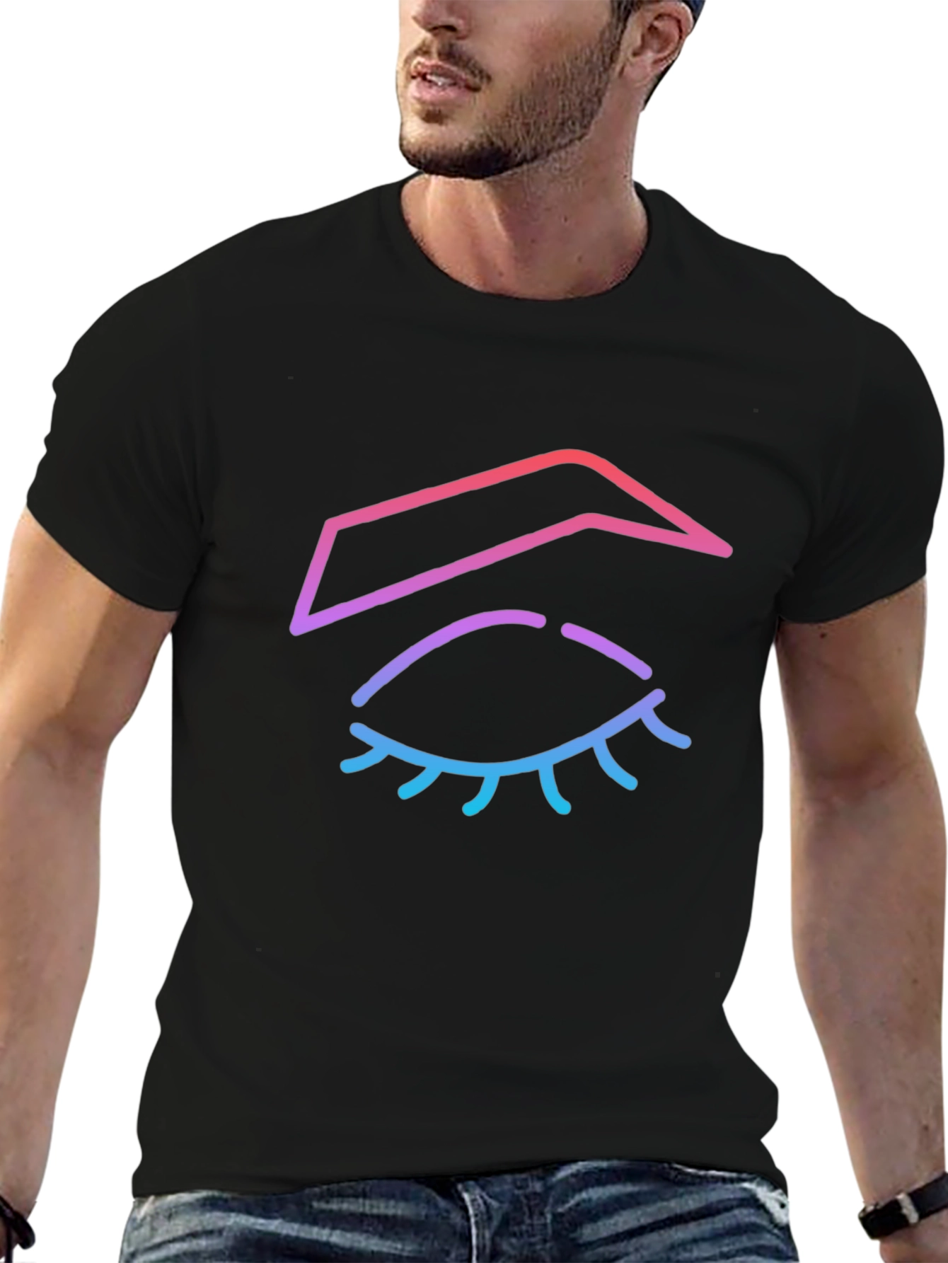 Eye-Catching Eyebrow Graphic Tee - Stylish Black T-Shirt