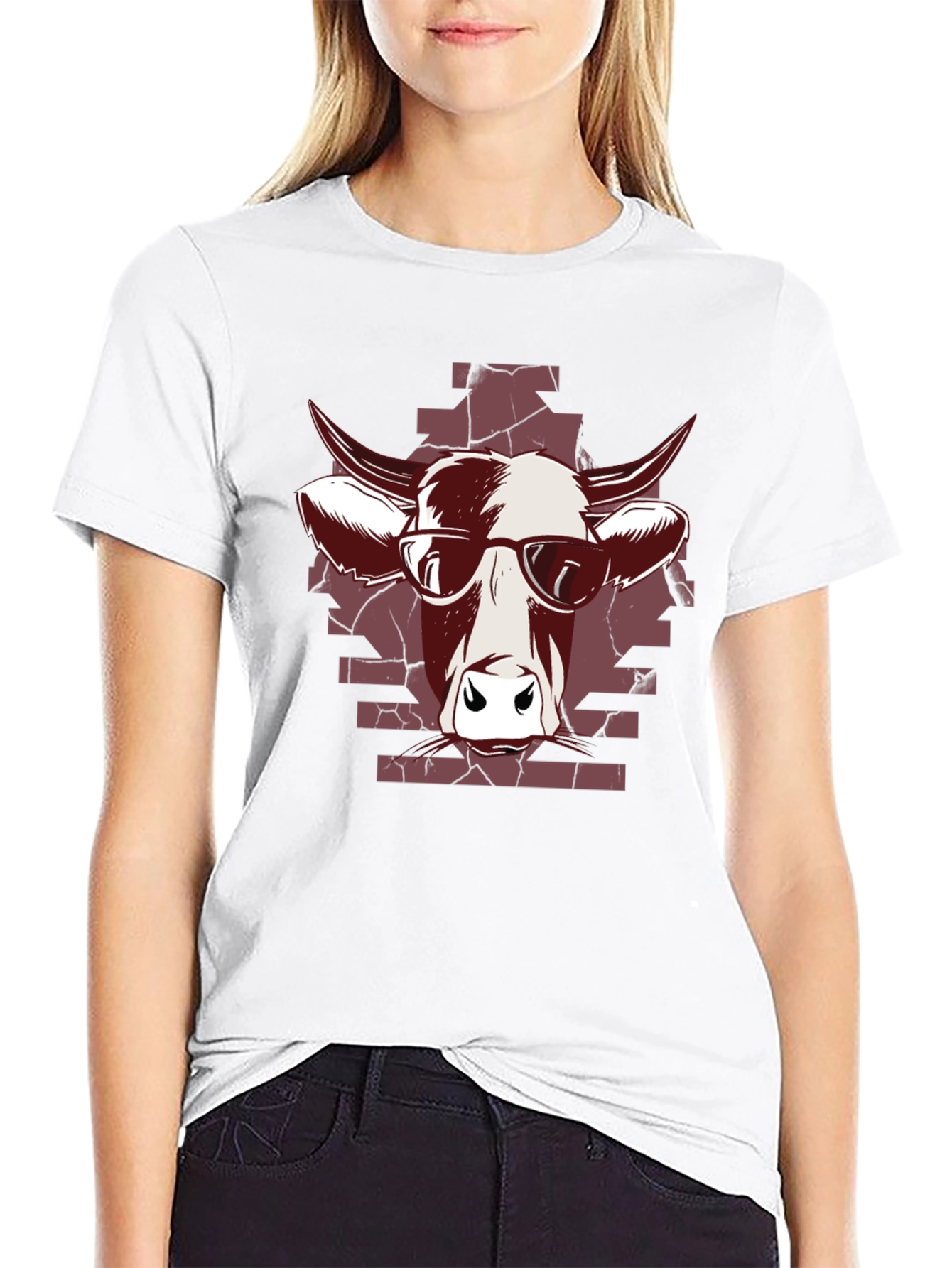 Cool Cow Graphic Tee - Black Cotton T-Shirt