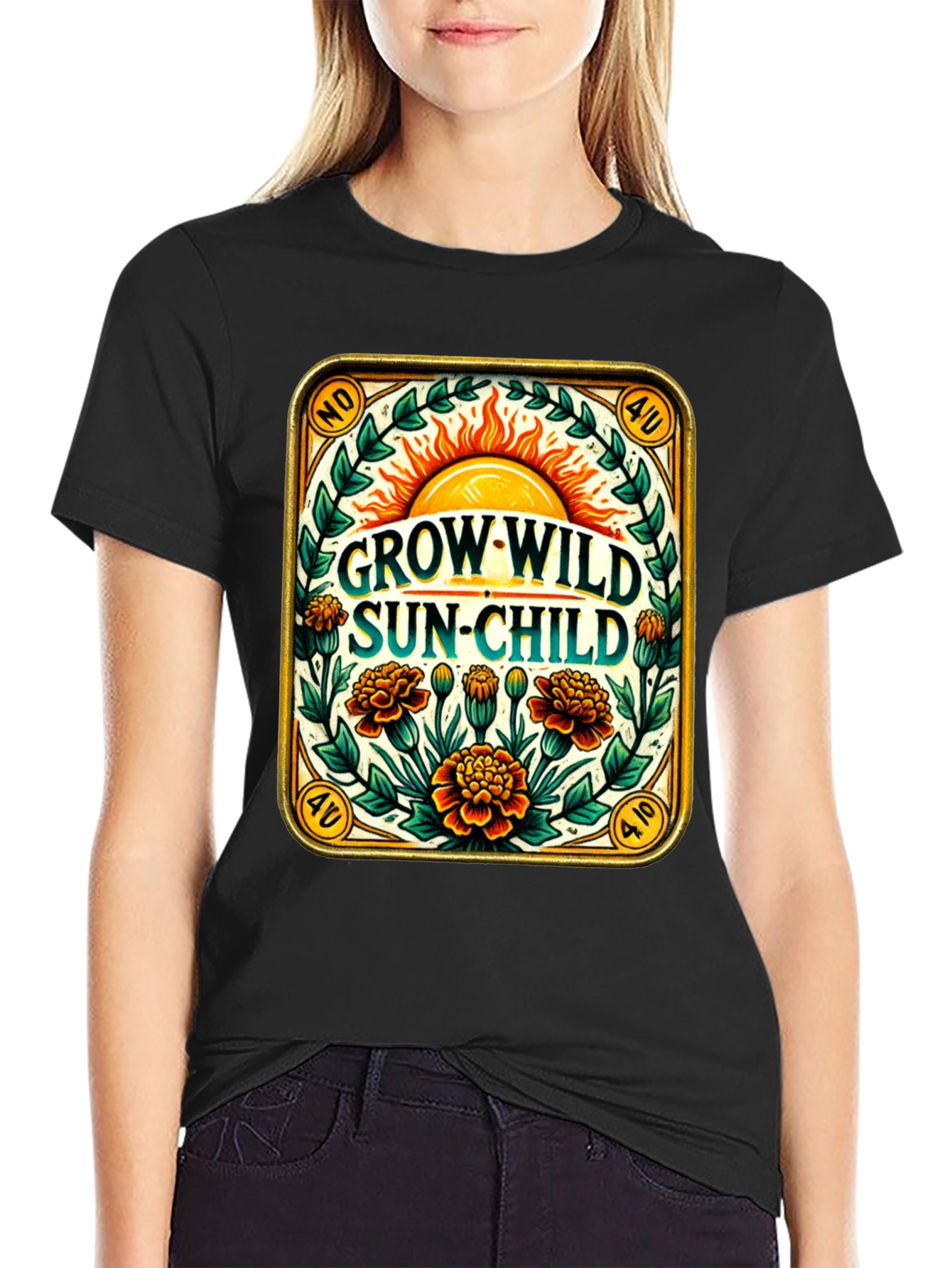 Grow Wild Sun-Child Black T-Shirt