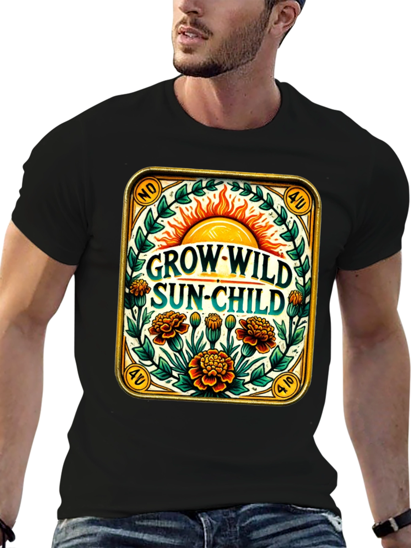 Grow Wild Sun-Child Black T-Shirt