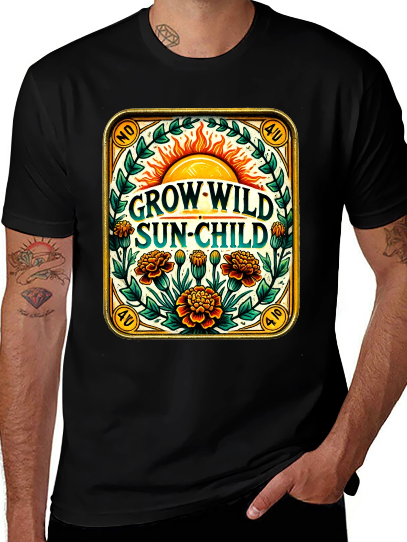 Grow Wild Sun-Child Black T-Shirt